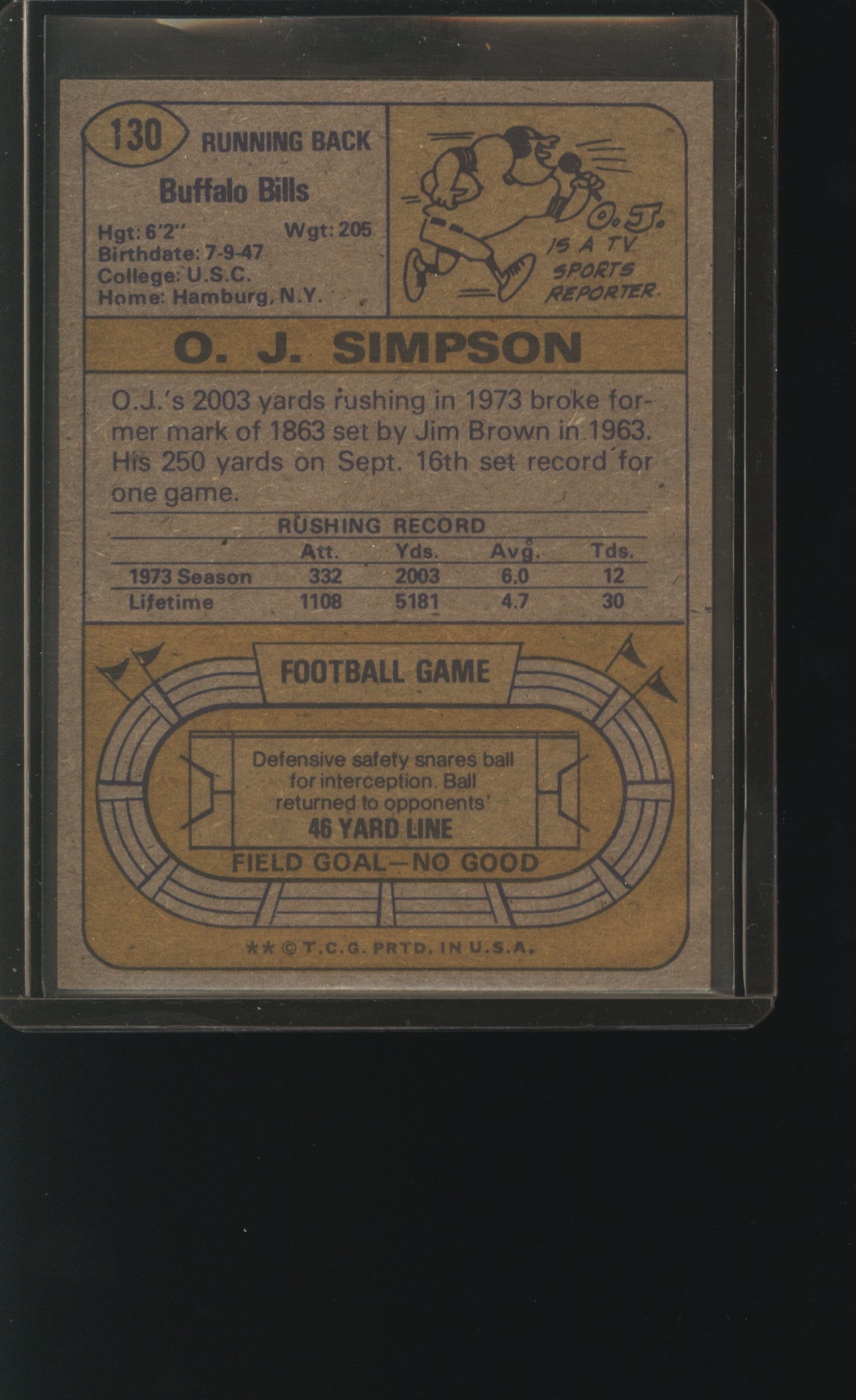 1974 Topps O.J. Simpson #130 All-Pro