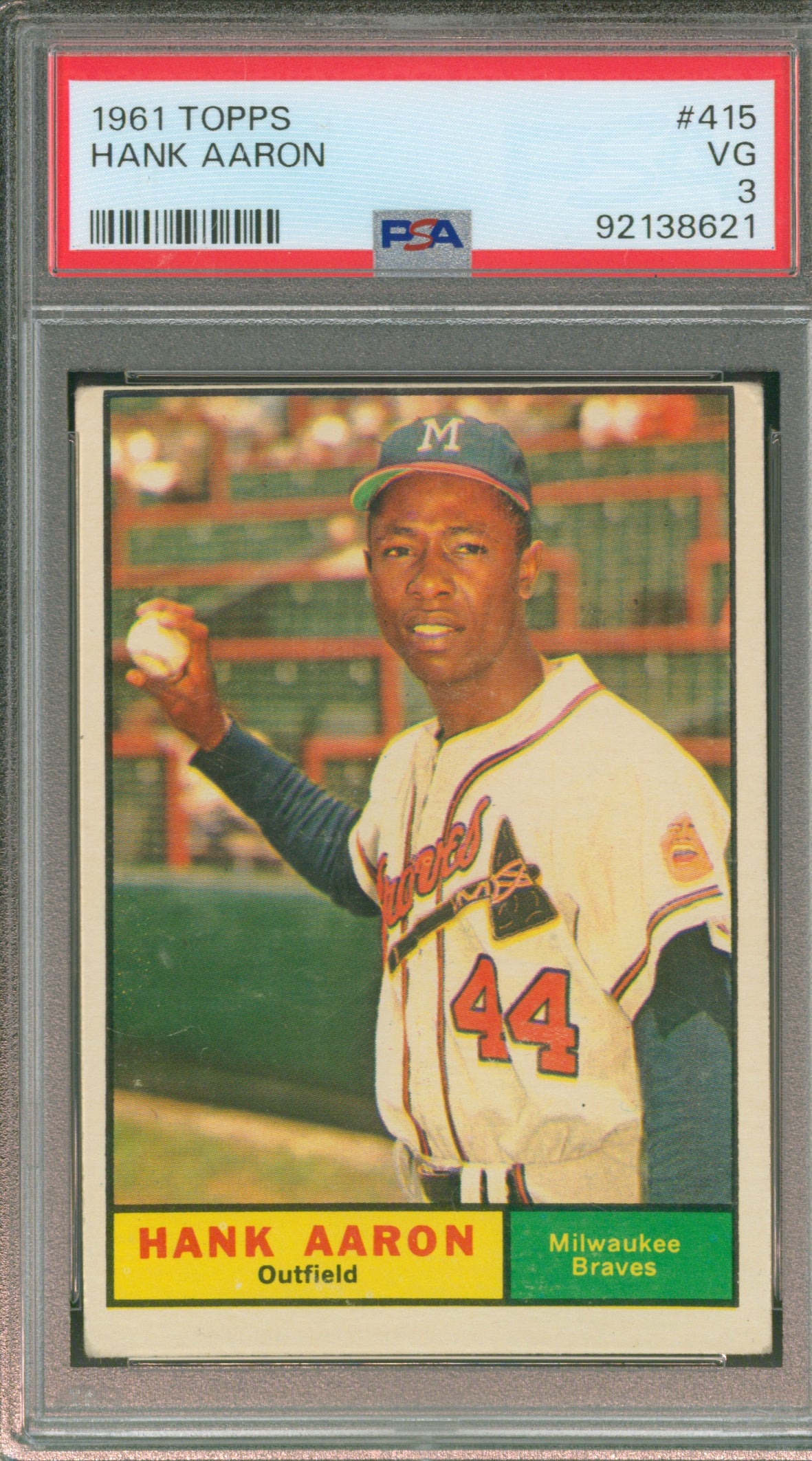 1961 Topps Hank Aaron #415 Graded PSA 3