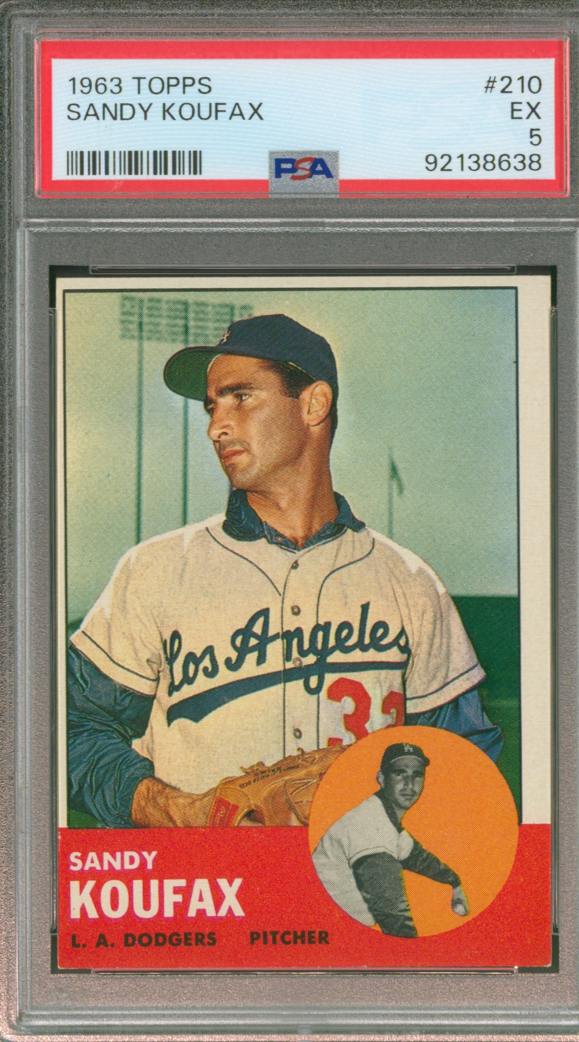 1963 Topps Sandy Koufax #210 Graded PSA 5