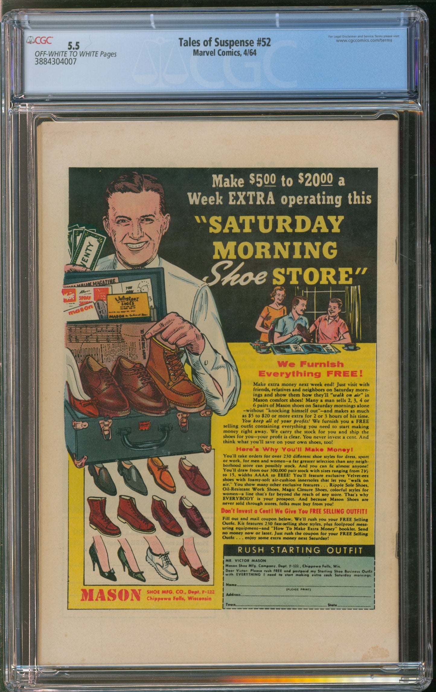 Marvel Comics Tales of Suspense #52 4/64 CGC 5.5 Off-White to White Pages