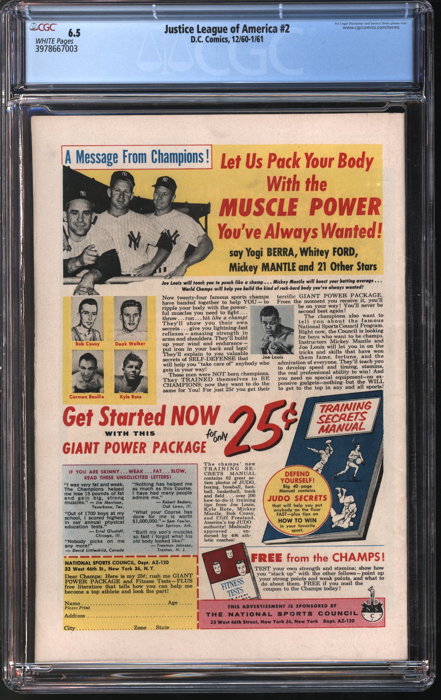 D.C. Comics Justice League of America #2 12/60-1/61 FANTAST CGC 6.5 White Pages