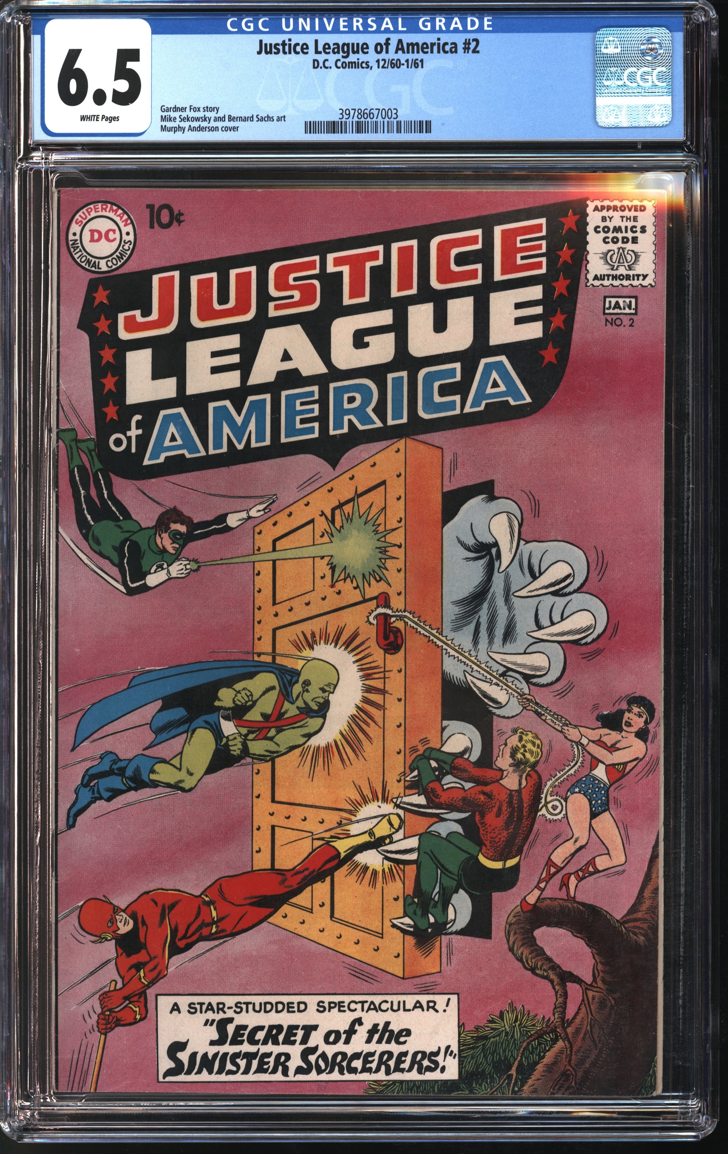 D.C. Comics Justice League of America #2 12/60-1/61 FANTAST CGC 6.5 White Pages