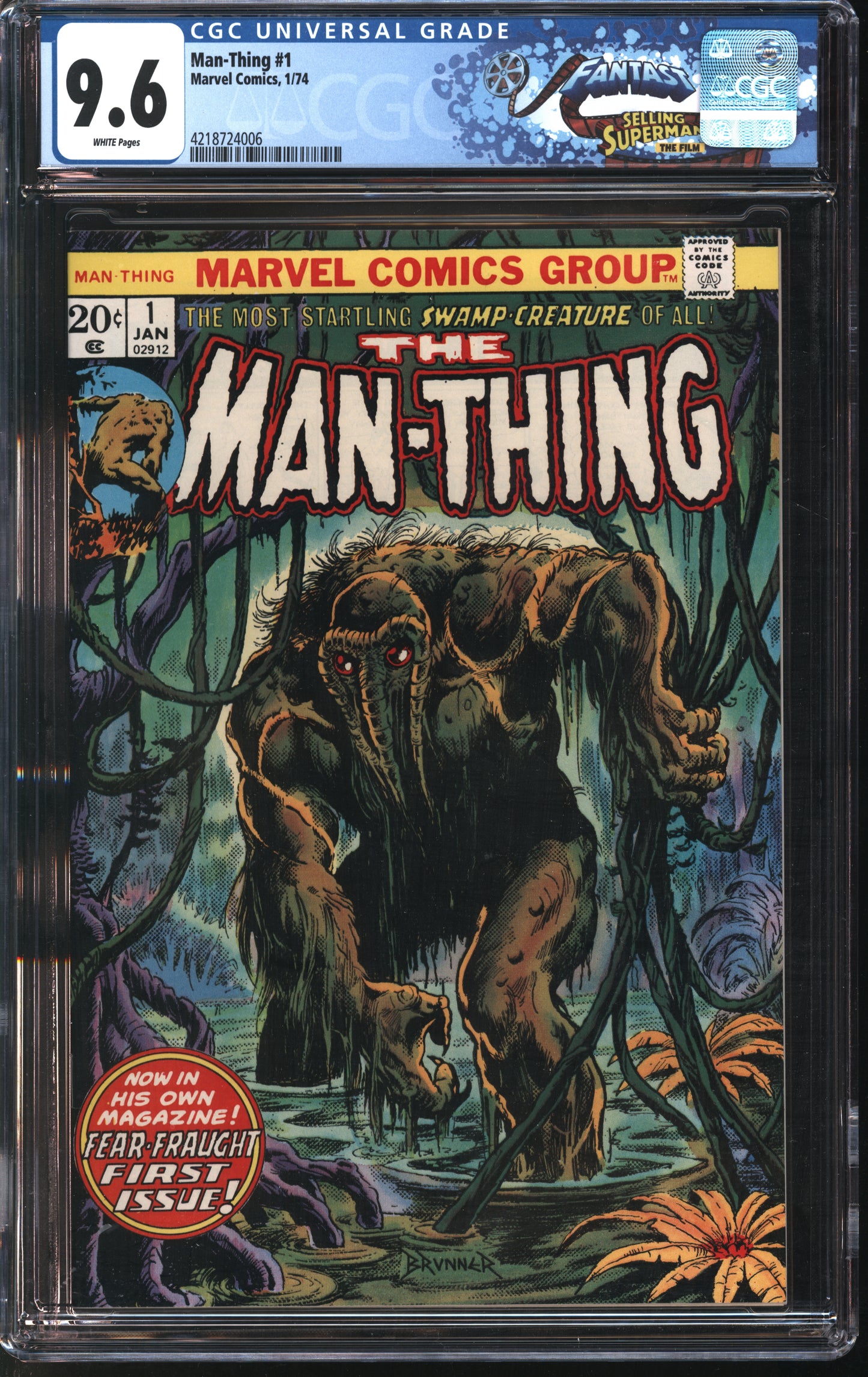 Marvel Comics Man Thing #1 1/74 FANTAST CGC 9.6 White Pages