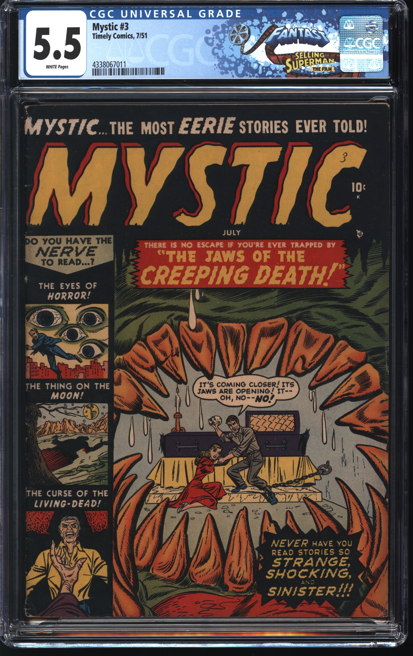 Atlas Comics Mystic 3 6/51 FANTAST PCH CGC 5.5 White Pages