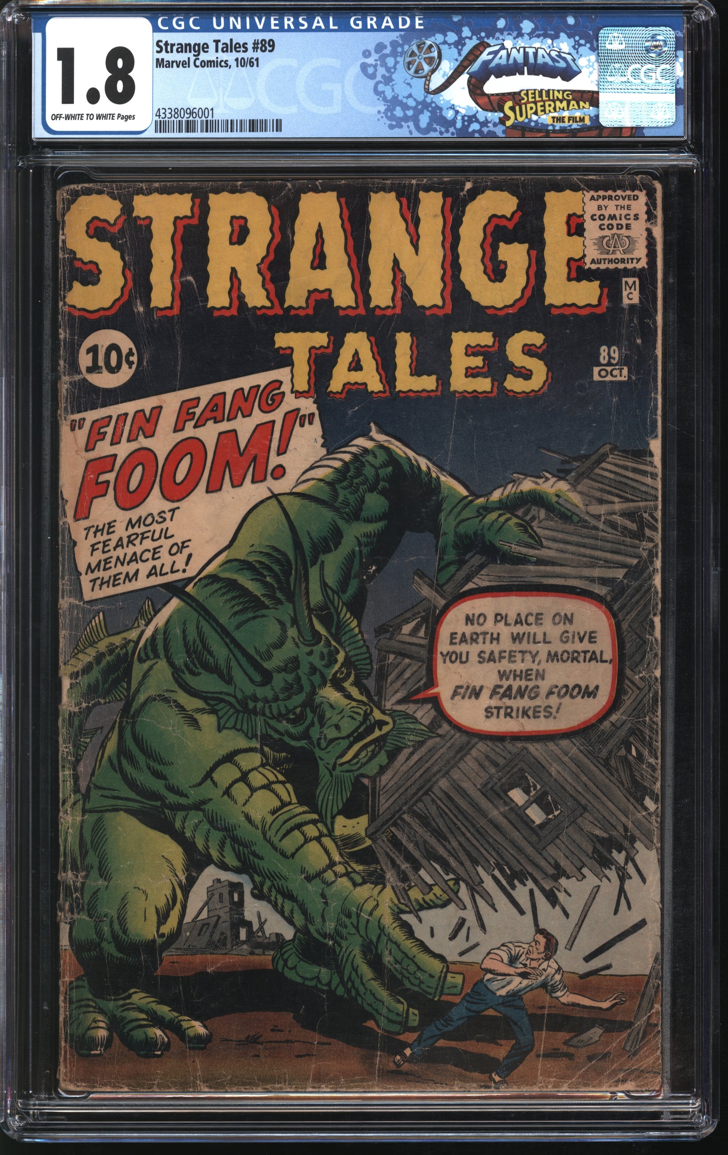 Marvel Comics Strange Tales #89 10/61 FANTAST CGC 1.8 Off-White to White Pages