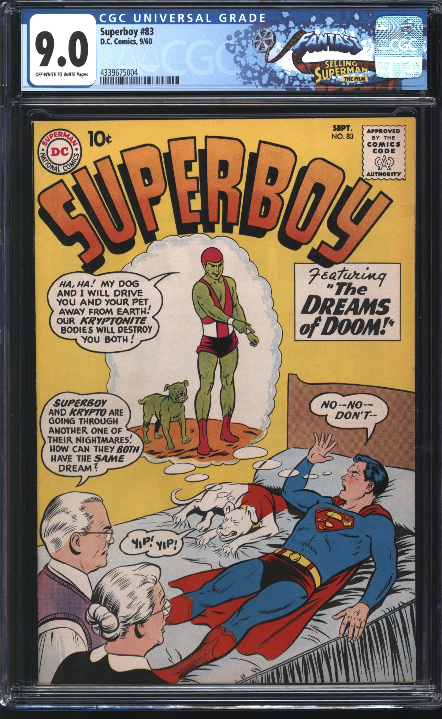 D.C Comics Superboy 83 9/60 FANTAST CGC 9.0 Off White to White Pages