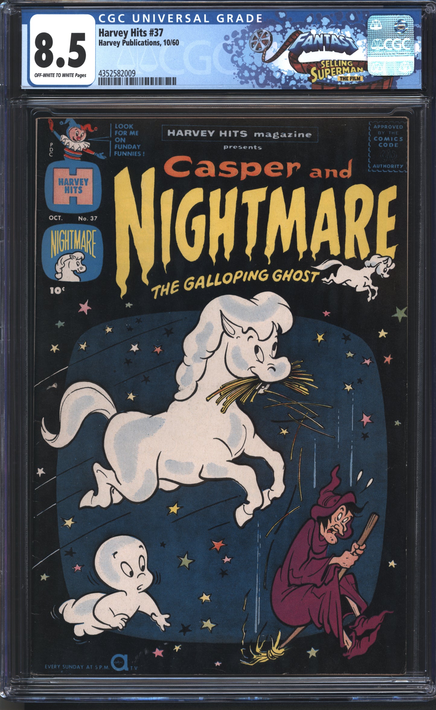 Harvey Comics Harvey Hits #37 10/60 FANTAST CGC 8.5 Off White to White Pages