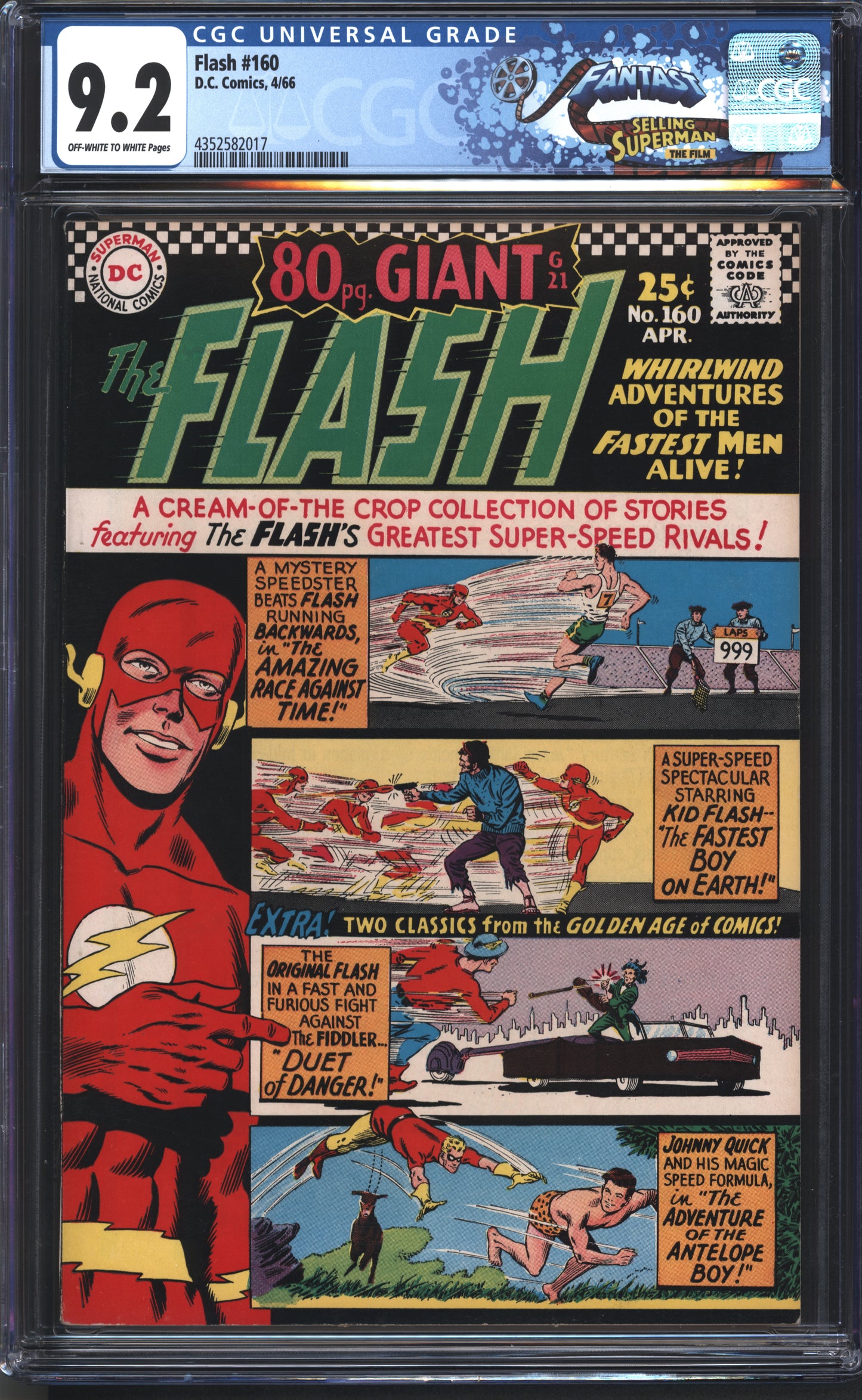 D.C. Comics Flash #160 4/66 FANTAST CGC 9.2 Off White to White Pages