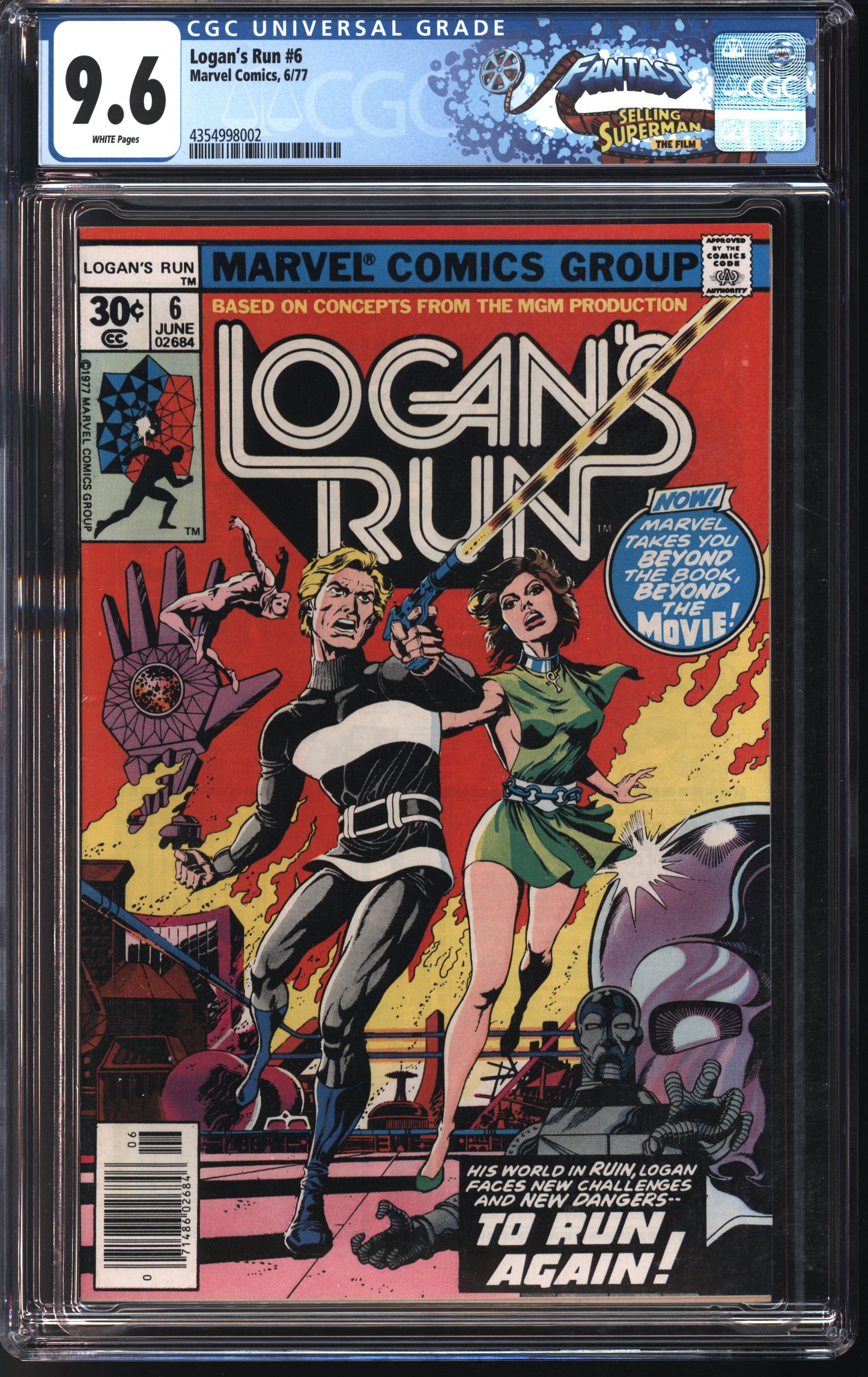 Marvel Comics Logan's Run #6 6/77 FANTAST CGC 9.6 White Pages
