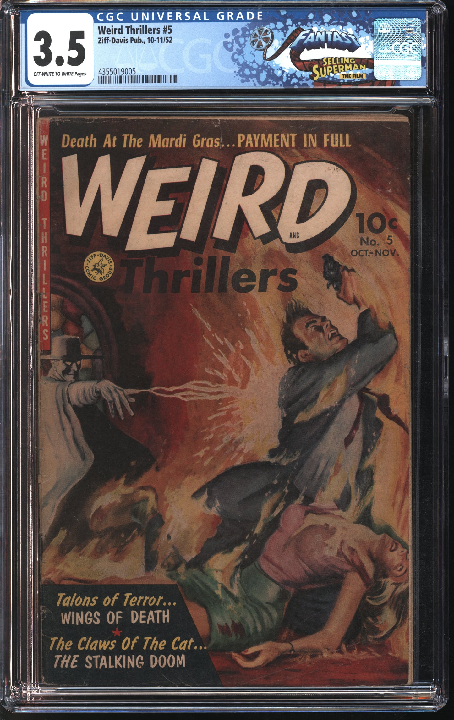 Ziff-Davis Publishing Weird Thrillers #5 10-11/52 FANTAST CGC 3.5 Off-White to White Pages