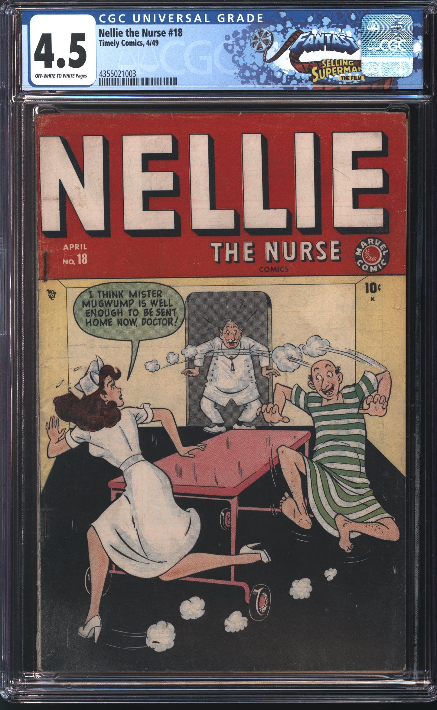 Timely Comics Nellie the Nurse #18 4/49 FANTAST CGC 4.5 Off White to White Pages