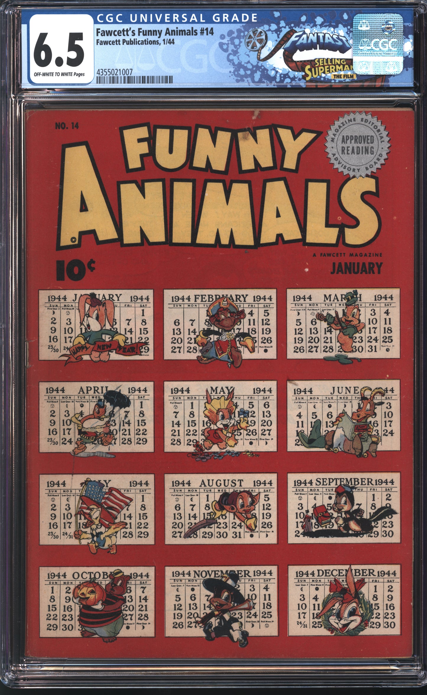 Fawcett Publications Fawcett's Funny Animals #14 1/44 FANTAST CGC 6.5 Off White to White Pages