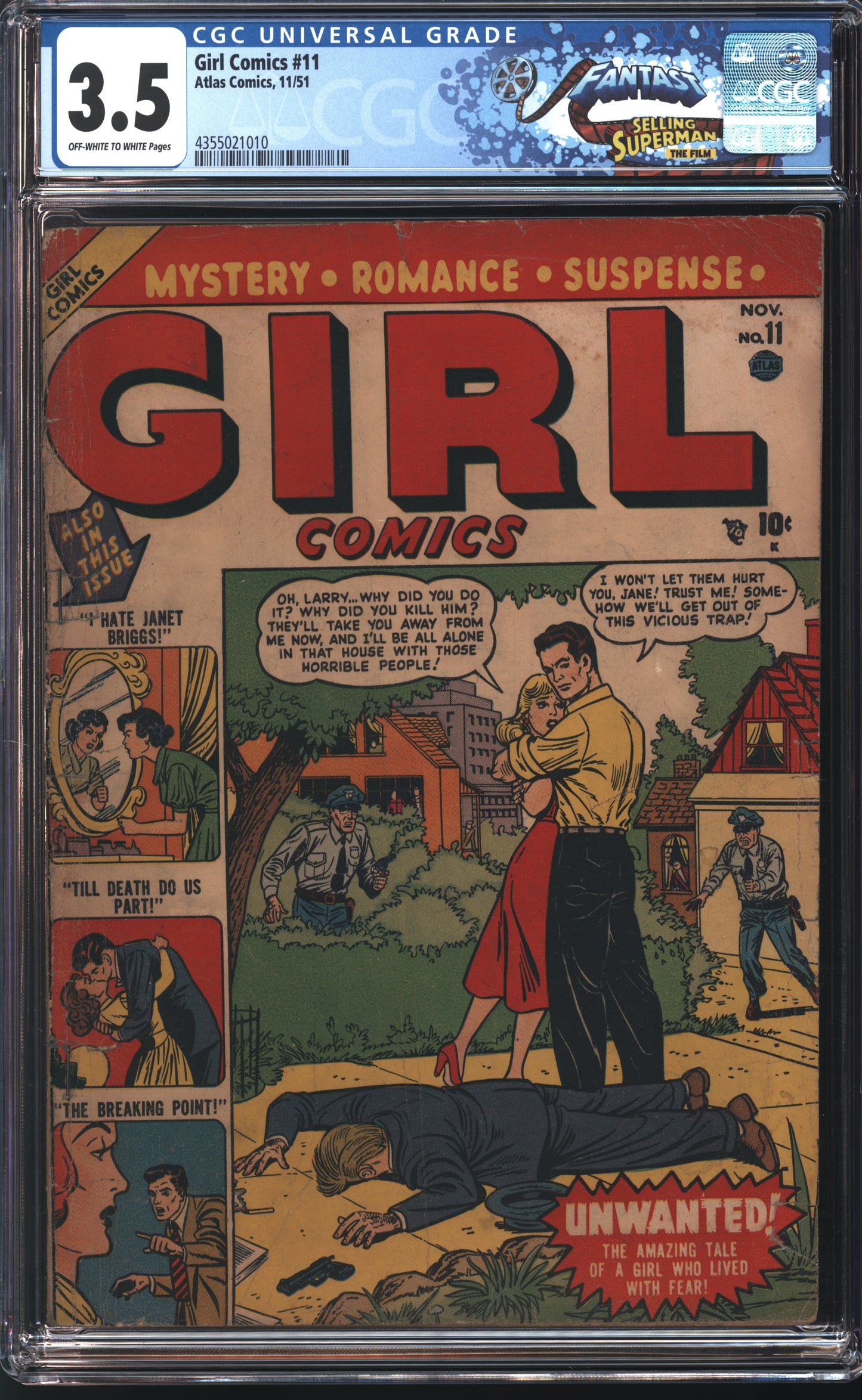 Atlas Comics Girl Comics #11 11/51 FANTAST CGC 3.5 Off White to White Pages