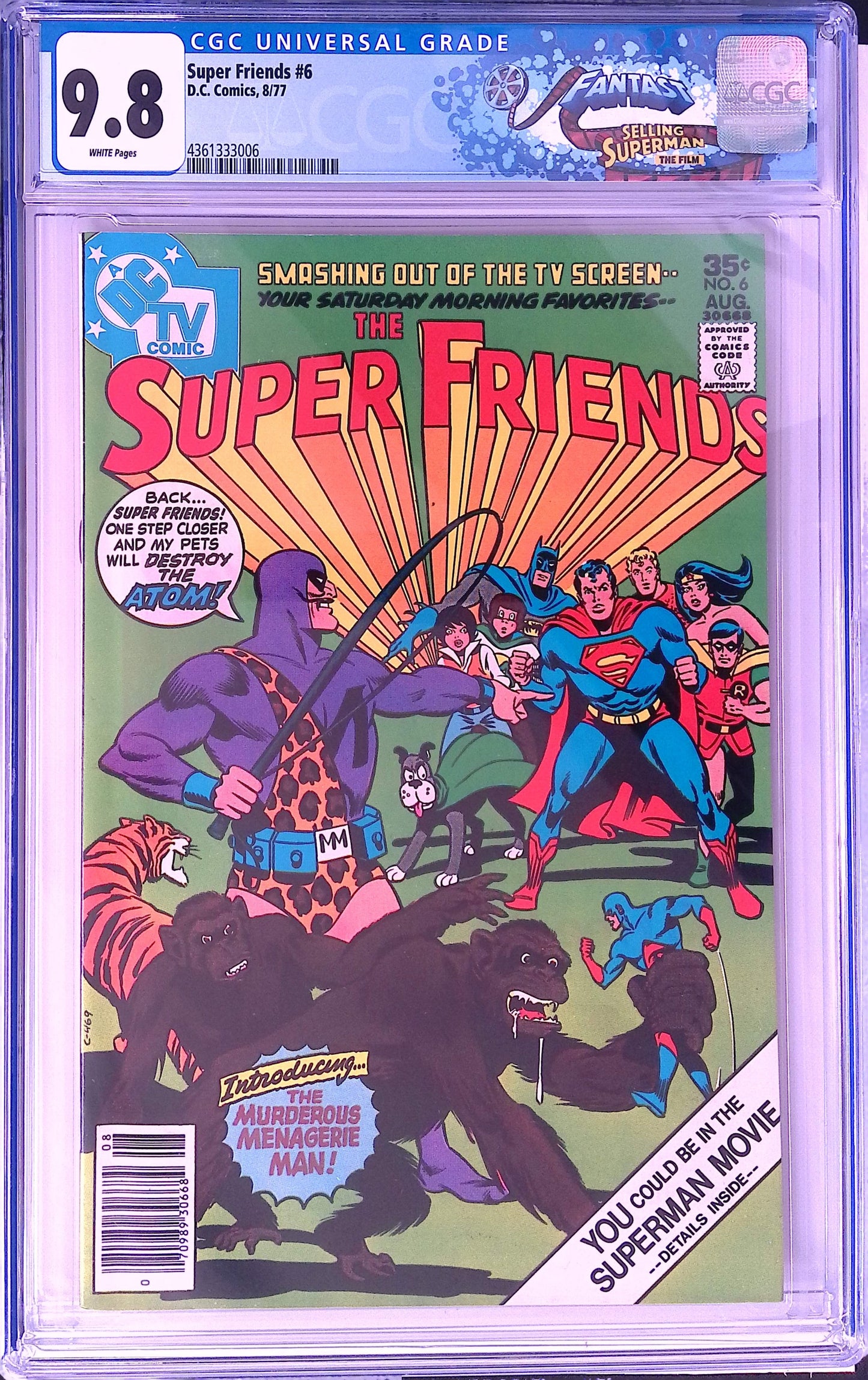 D.C Comics Super Friends #6 8/77 FANTAST CGC 9.8 White Pages