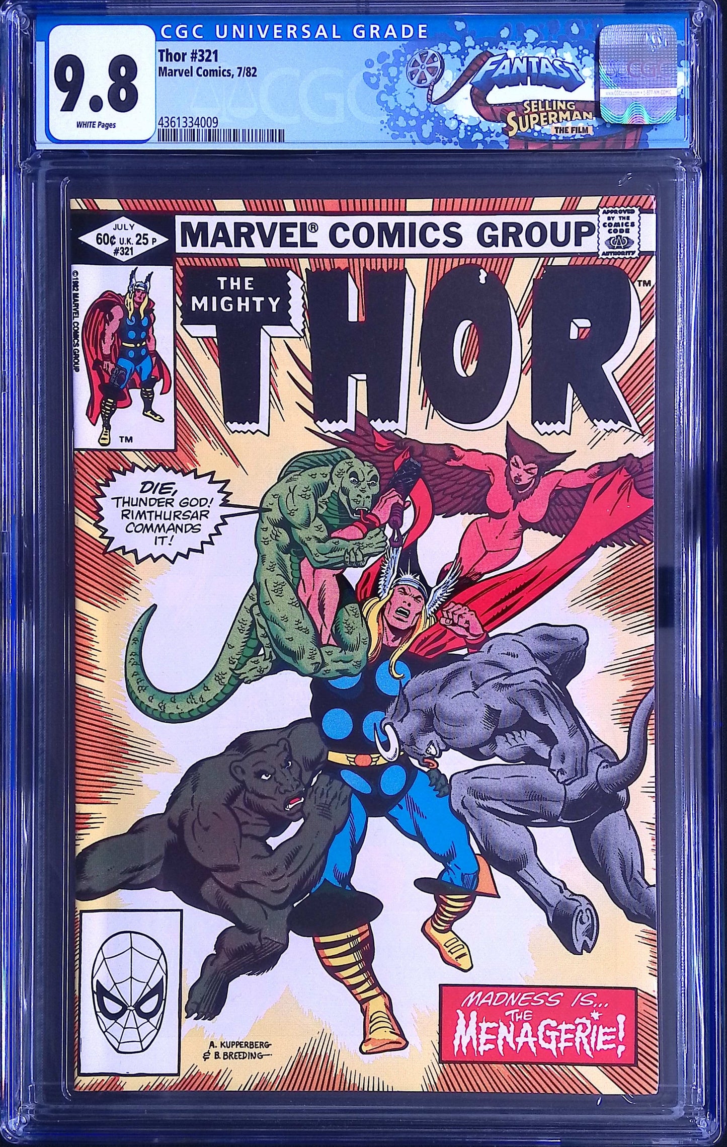 Marvel Comics Thor #321 7/82 FANTAST CGC 9.8 White Pages