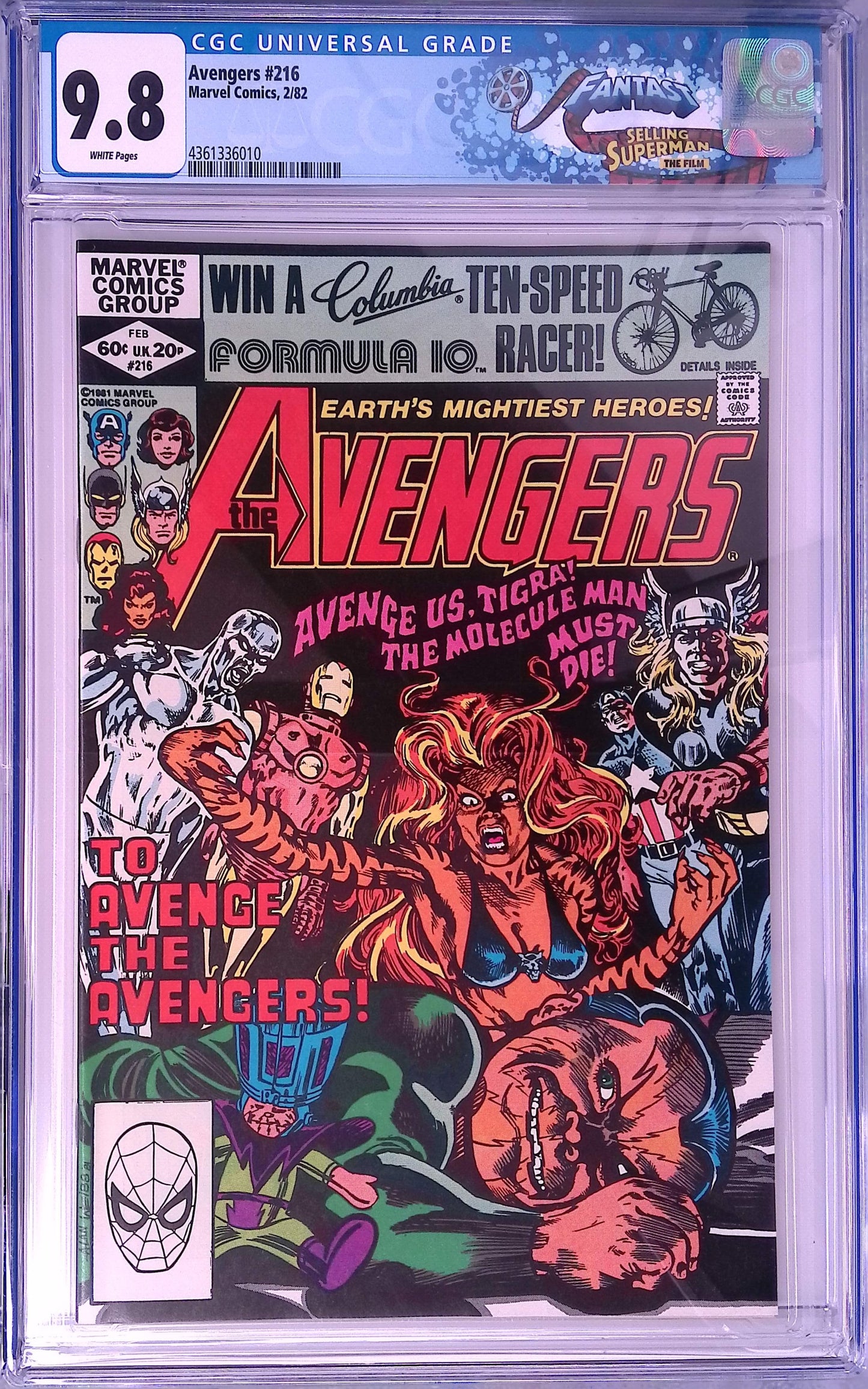 Marvel Comics Avengers #216 2/82 FANTAST CGC 9.8 White Pages