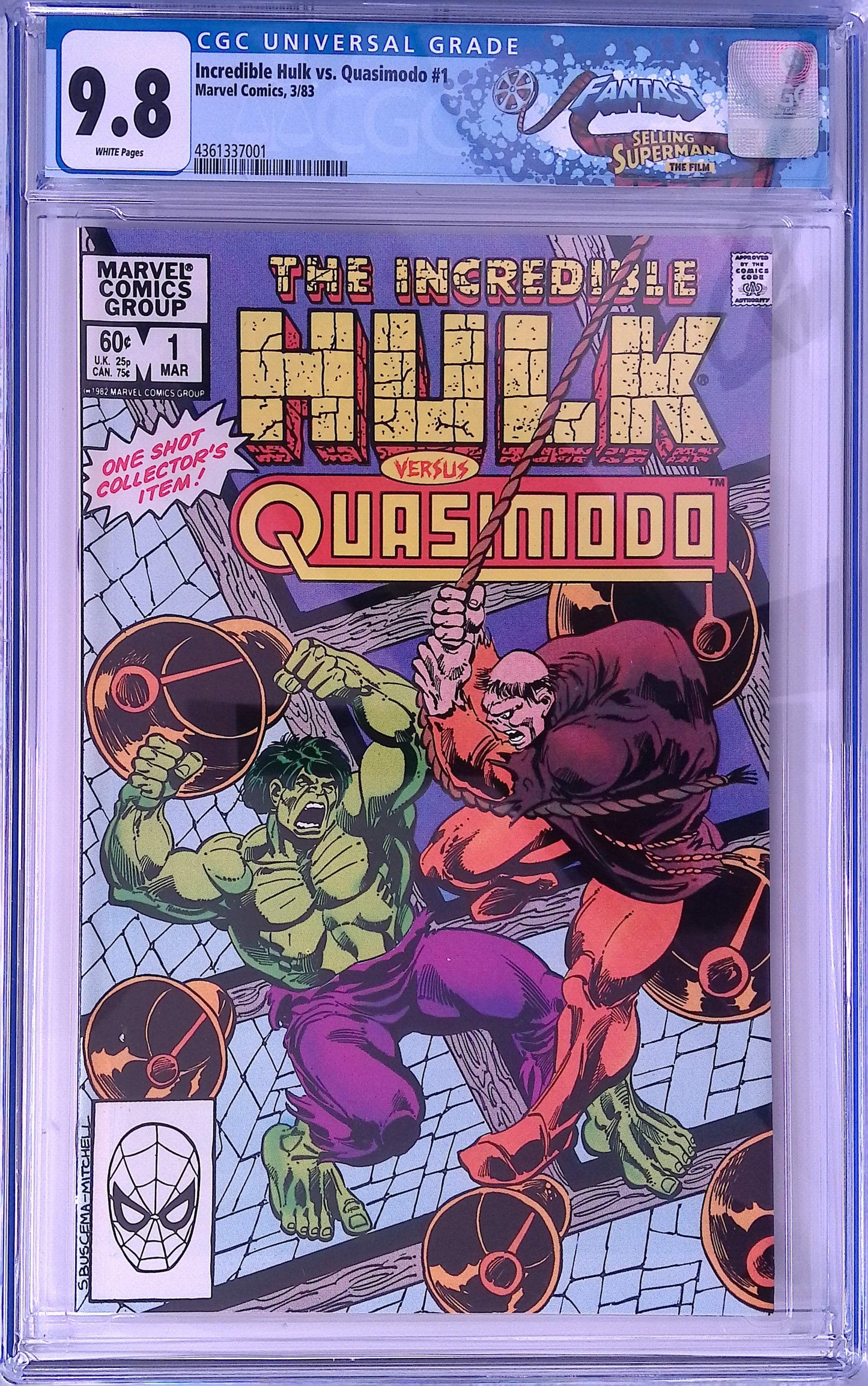 Marvel Comics Incredible Hulk VS. Quasimodo #1 3/83 FANTAST CGC 9.8 White Pages