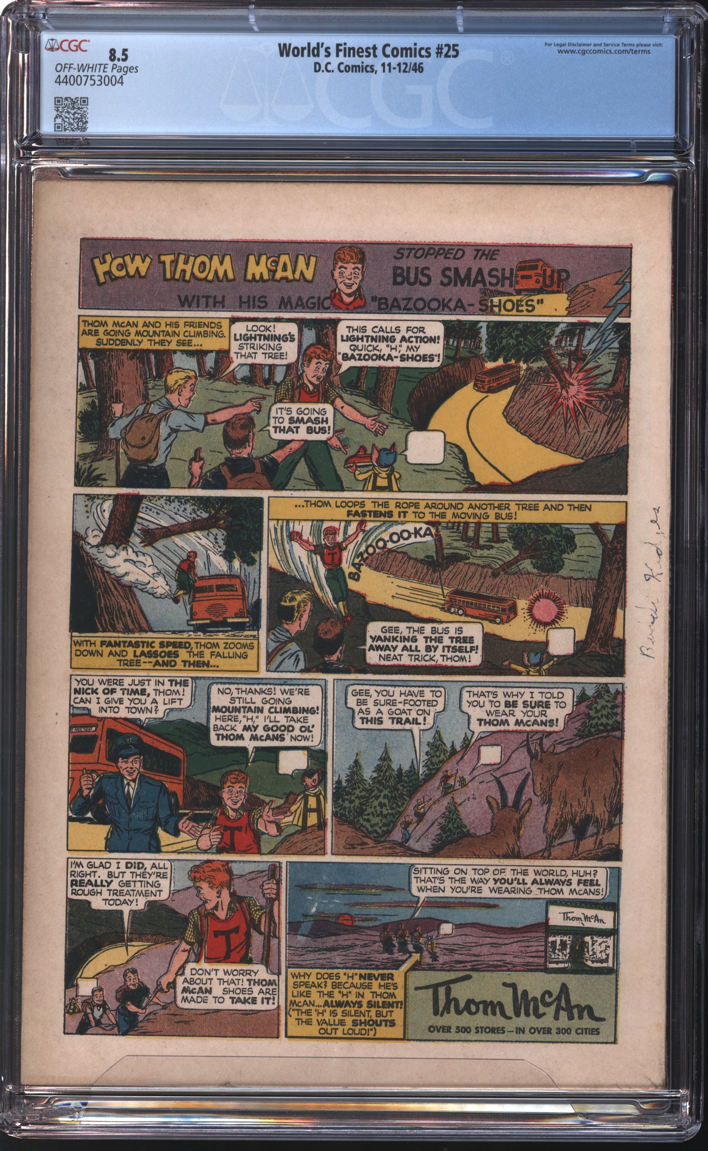 D.C Comics World's Finest Comics #25 11-12/46 CGC 8.5 Off-White Pages