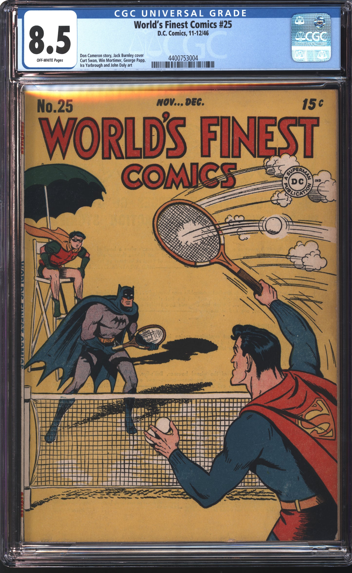 D.C Comics World's Finest Comics #25 11-12/46 CGC 8.5 Off-White Pages