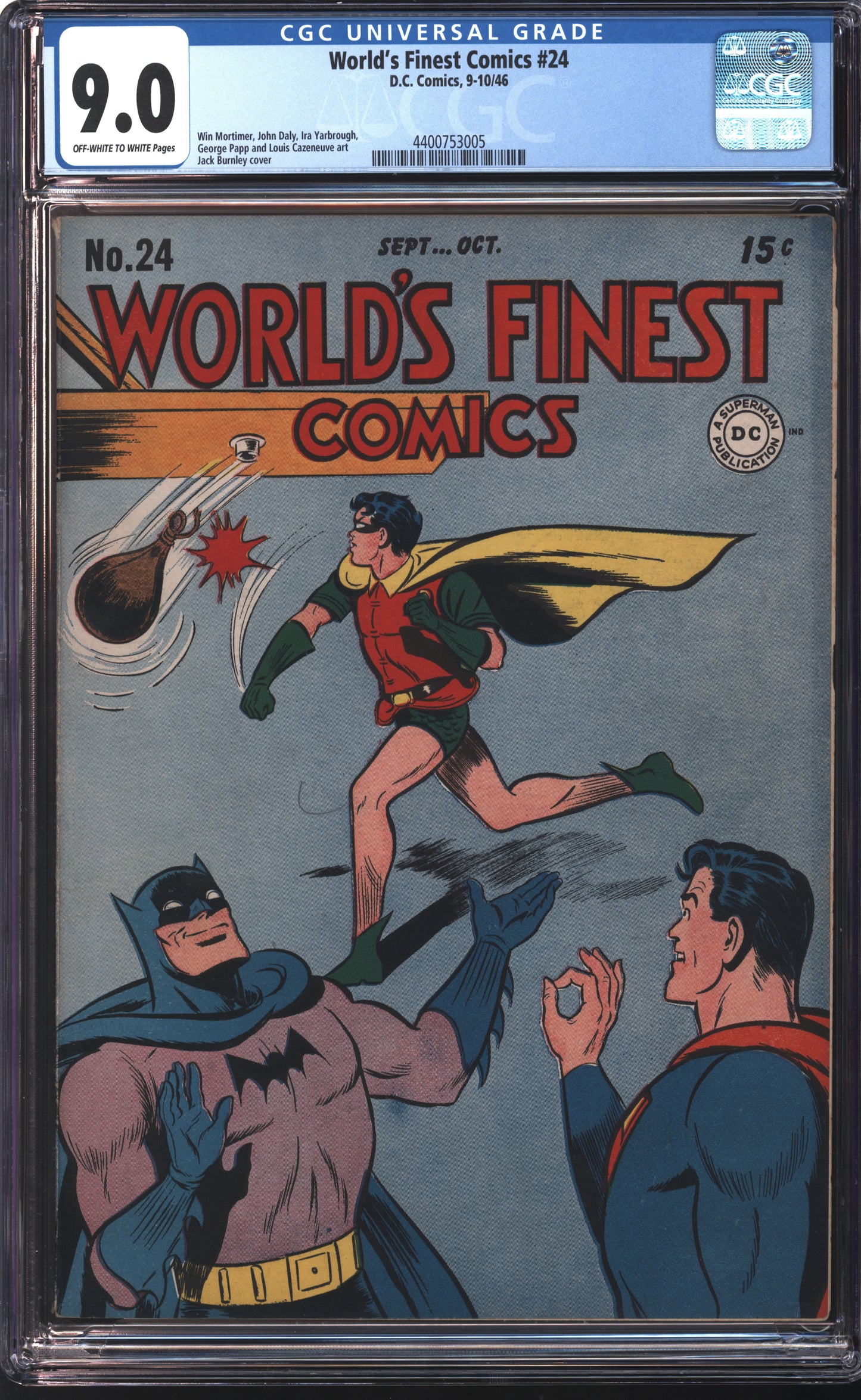 D.C Comics World's Finest Comics #24 9-10/46 CGC 9.0 Off White to White Pages