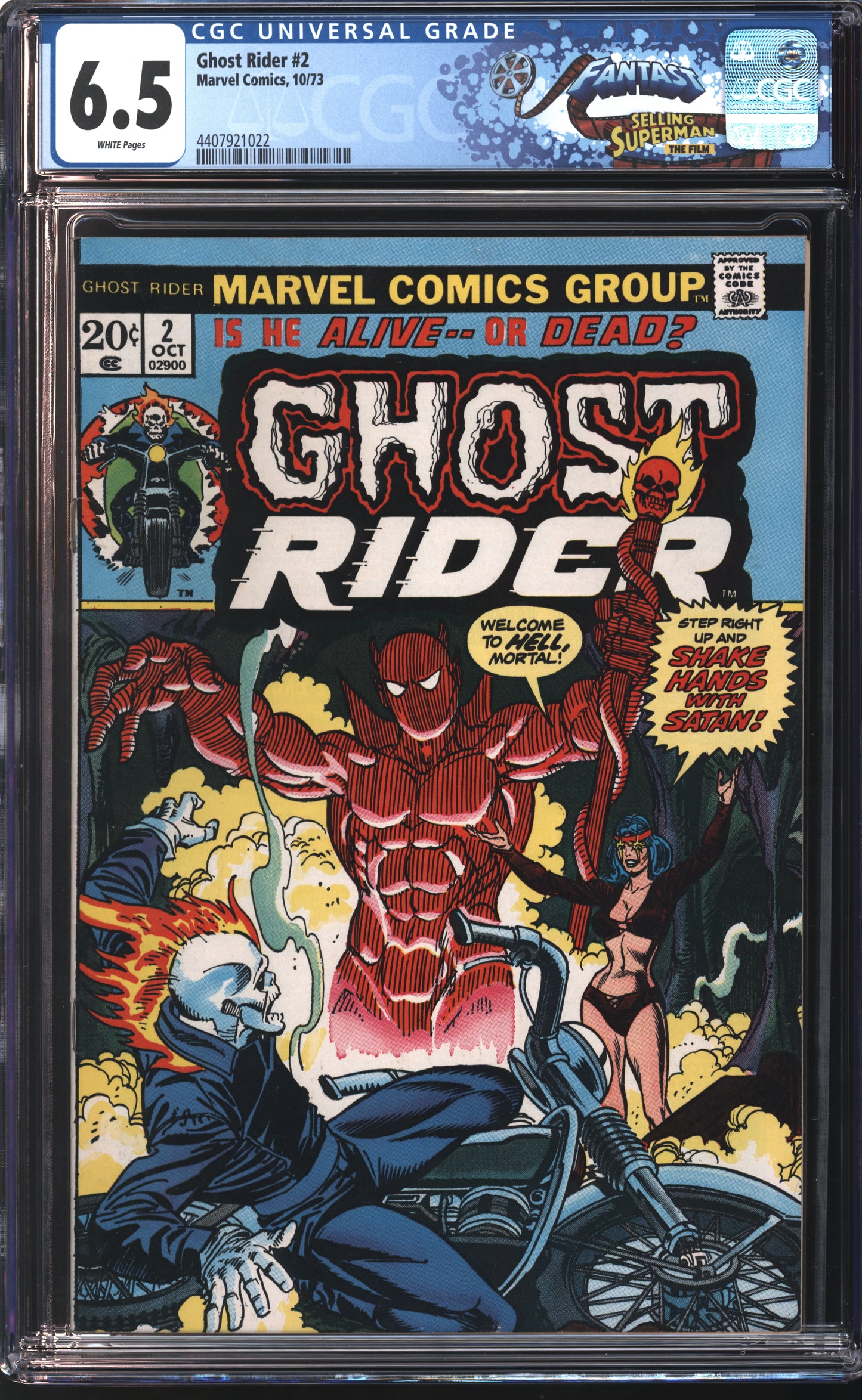 Marvel Ghost Rider #2 10/73 FANTAST CGC 6.5 White Pages