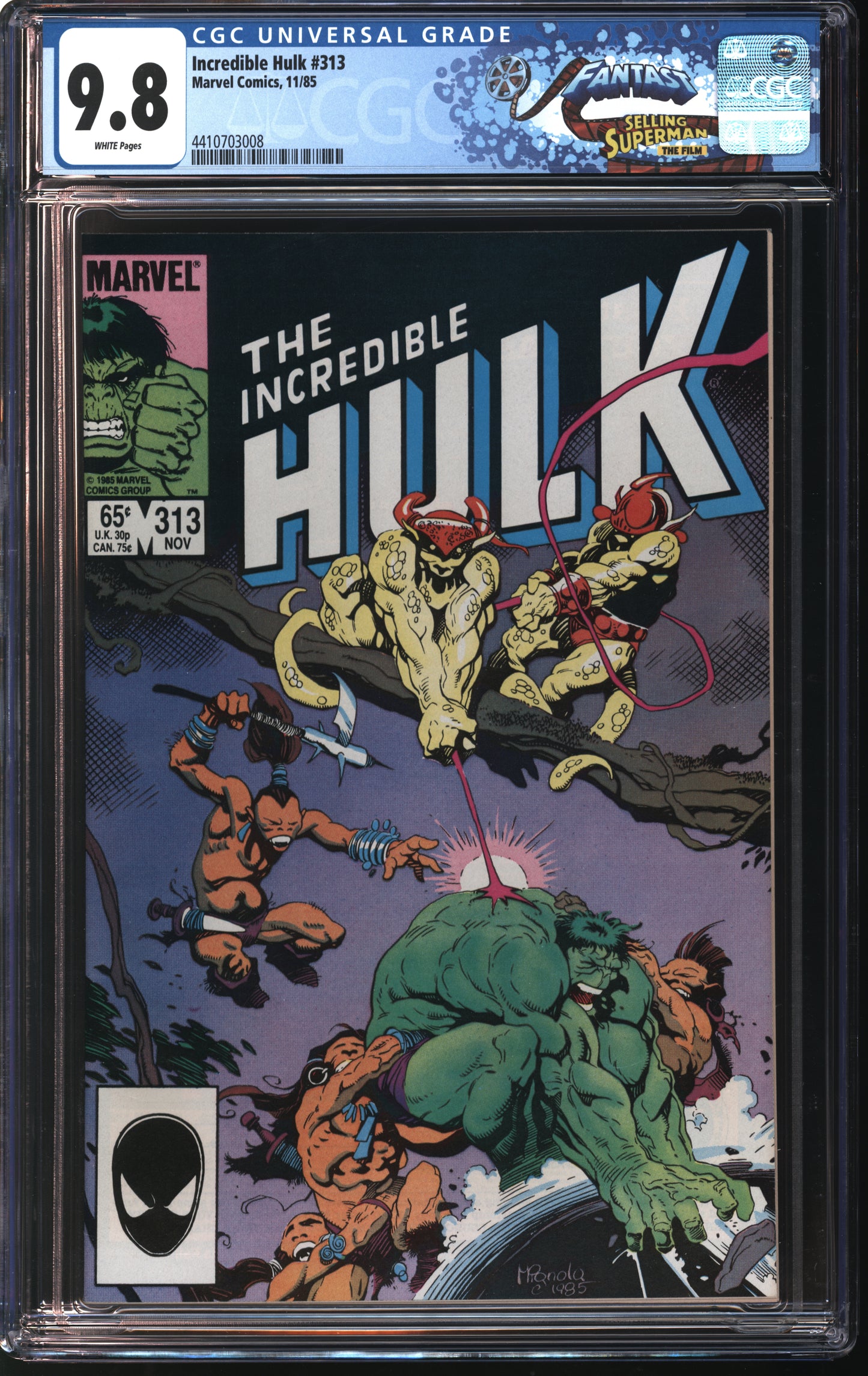 Marvel Incredible Hulk #313 11/85 FANTAST CGC 9.8 White Pages
