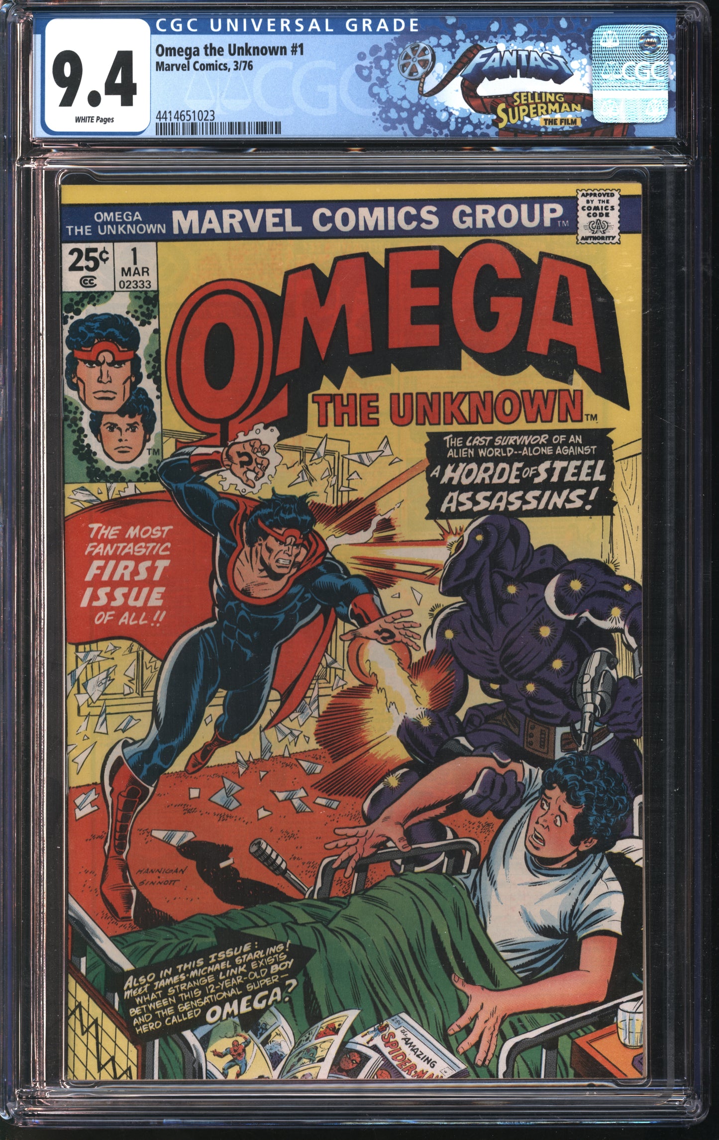 Marvel Comics Omega the Unknown #1 3/76 FANTAST CGC 9.4 White Pages