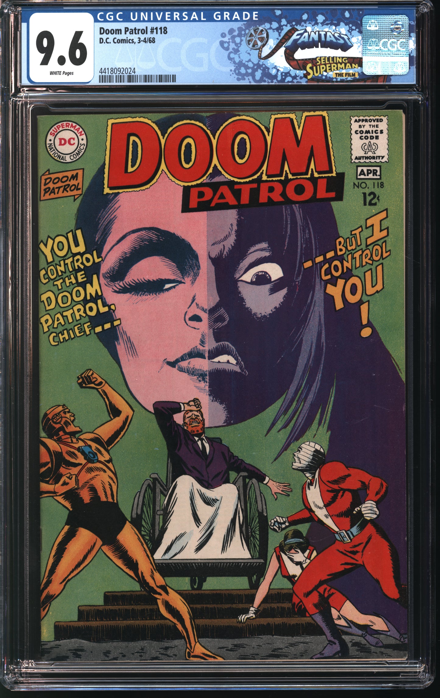D.C. Comics Doom Patrol #118 3/68 FANTAST CGC 9.6 White pages