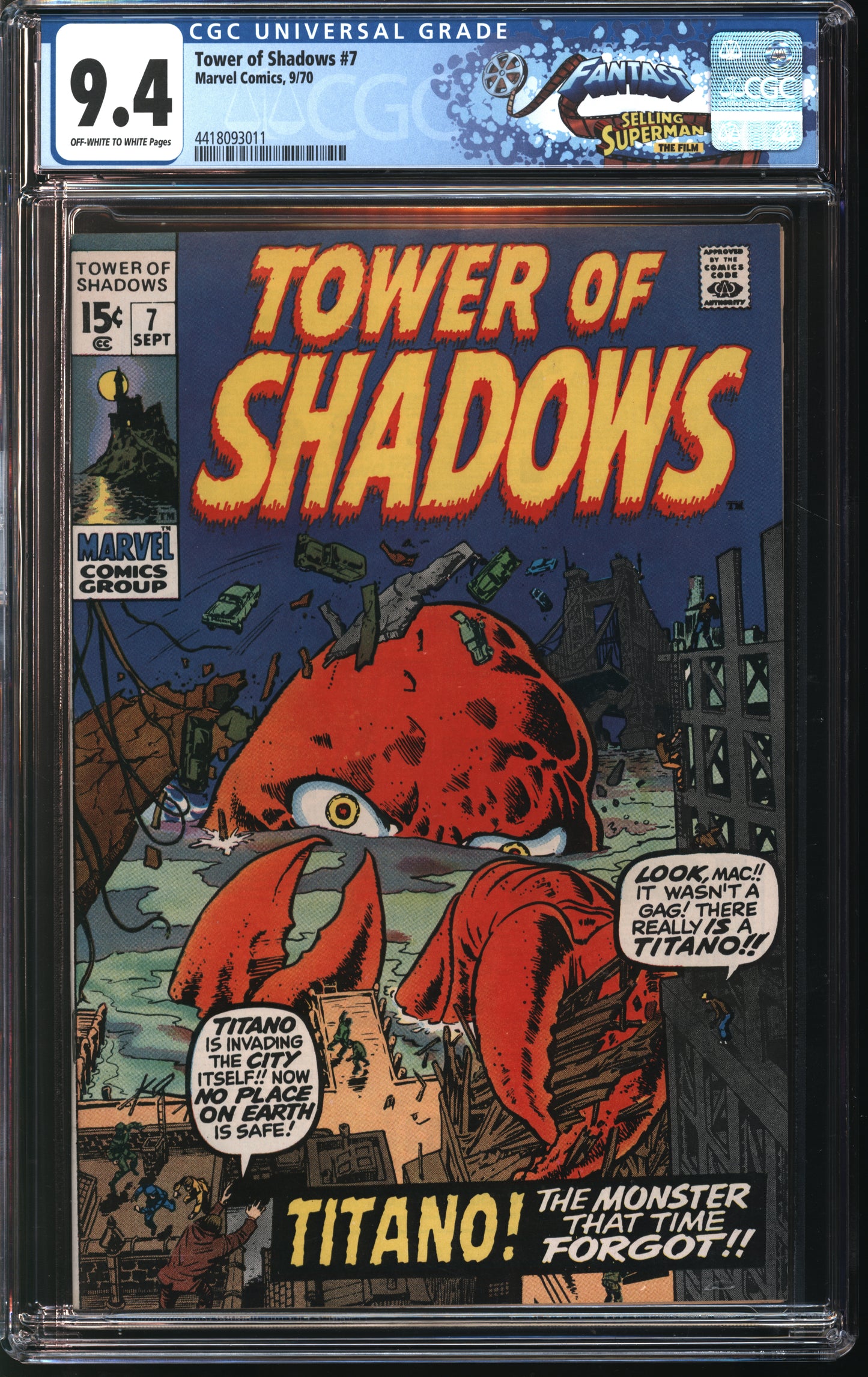 Marvel Comics Tower of Shadows #7 9/70 FANTAST CGC 9.4 Off White to White Pages