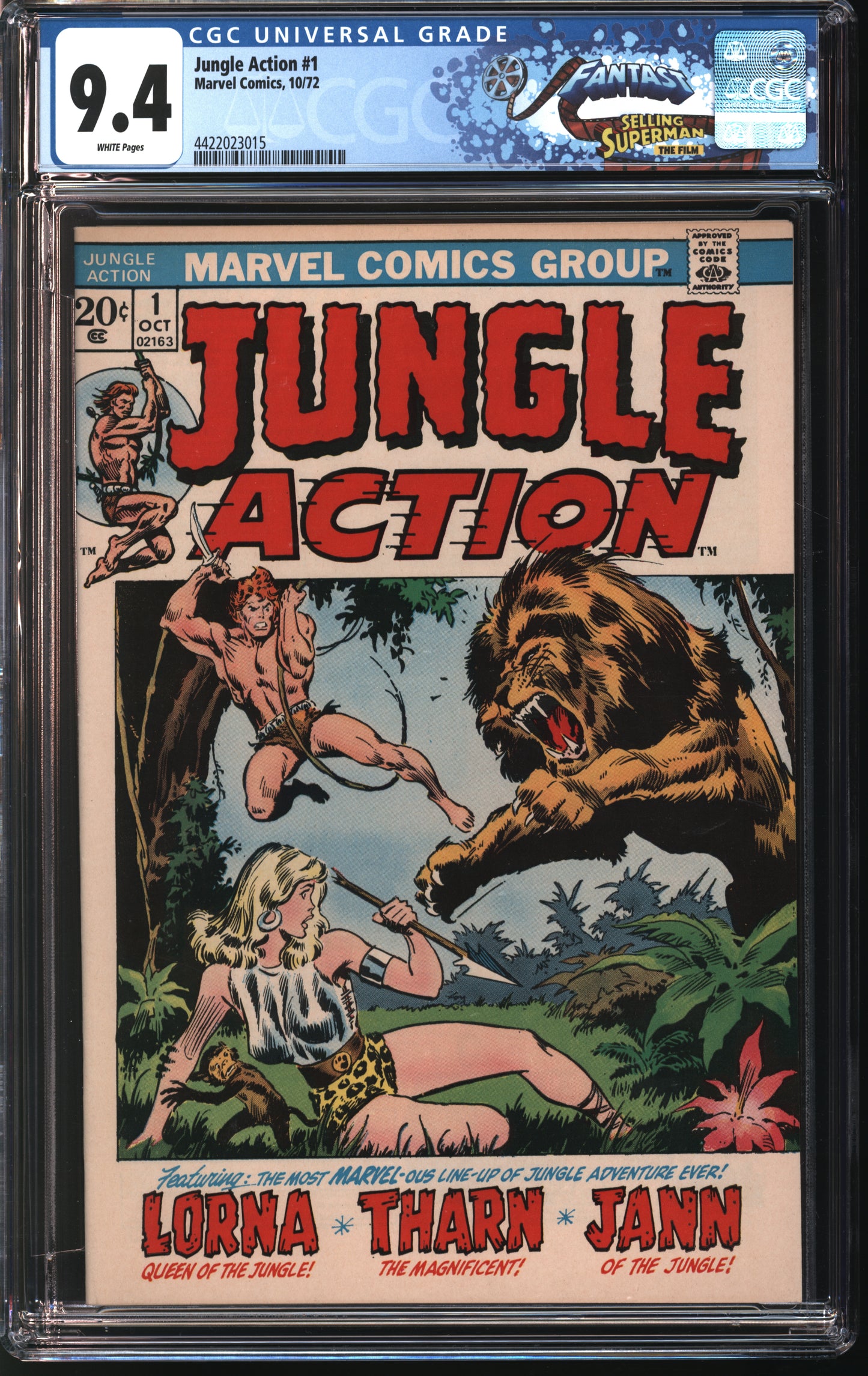 Marvel Comics Jungle Action #1 10/72 FANTAST CGC 9.4 White pages