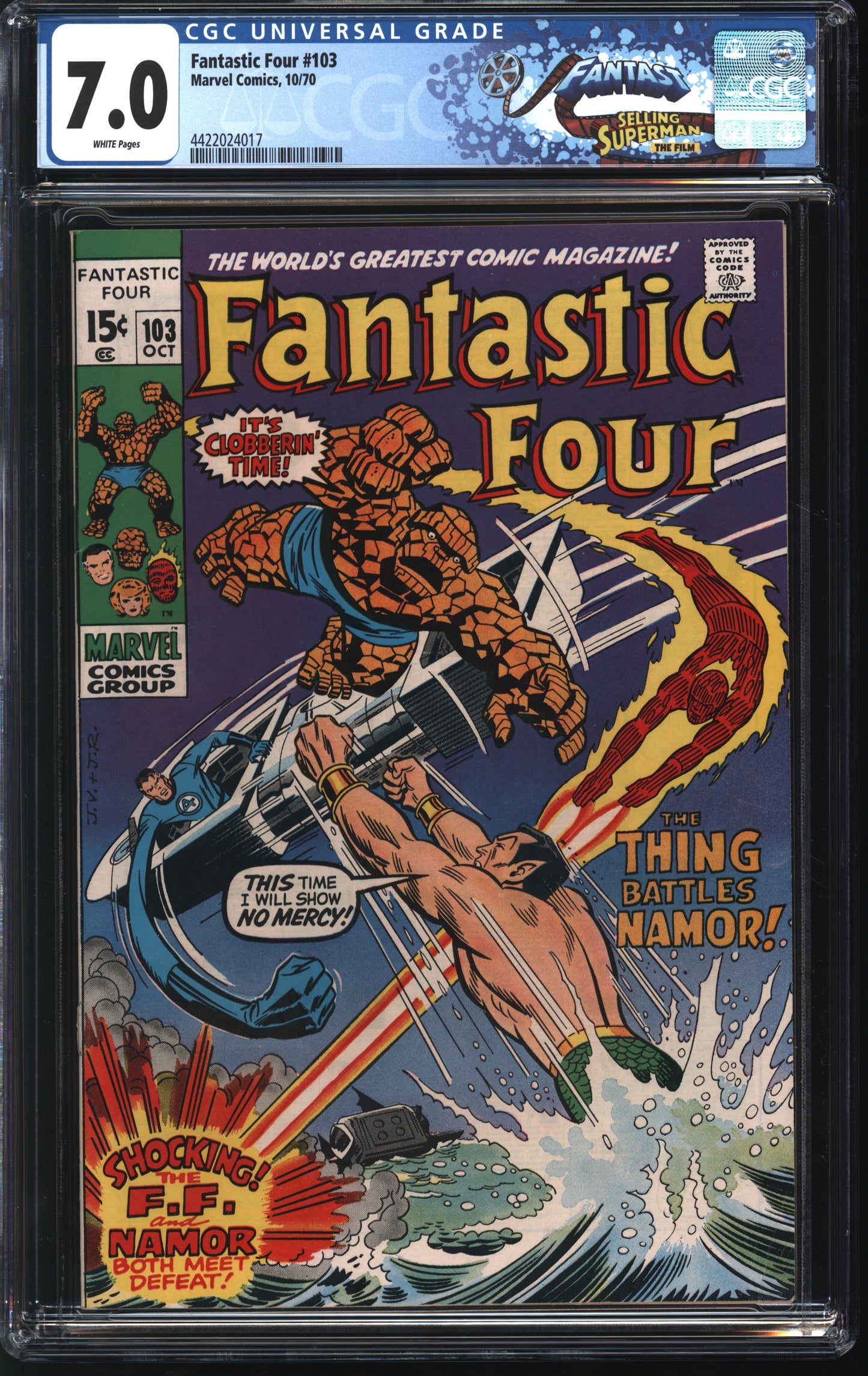 Marvel Comics Fantastic Four #103 10/70 FANTAST CGC 7.0 White pages