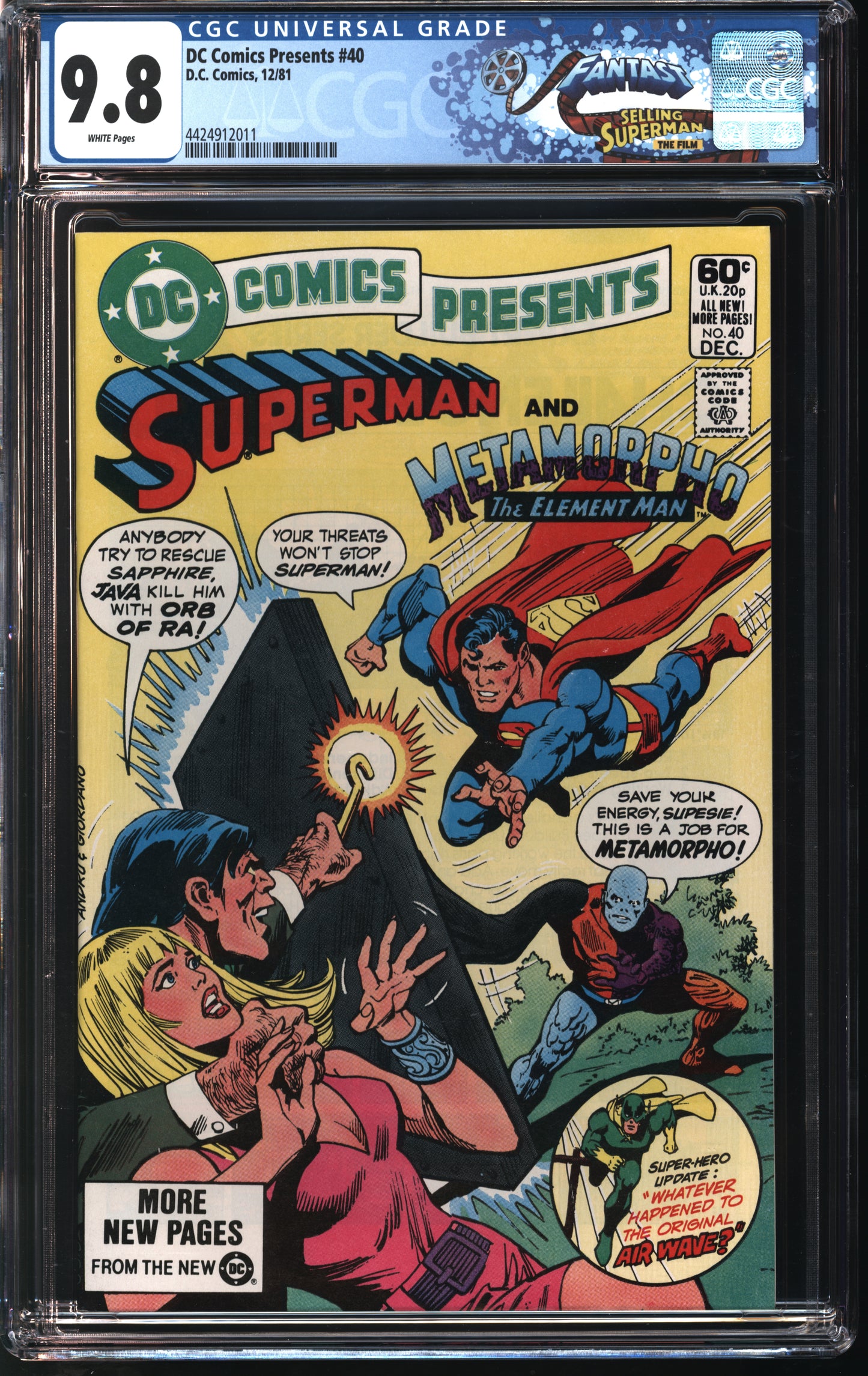 D.C Comics DC Comics Presents 40 12/81 FANTAST CGC 9.8 White Pages
