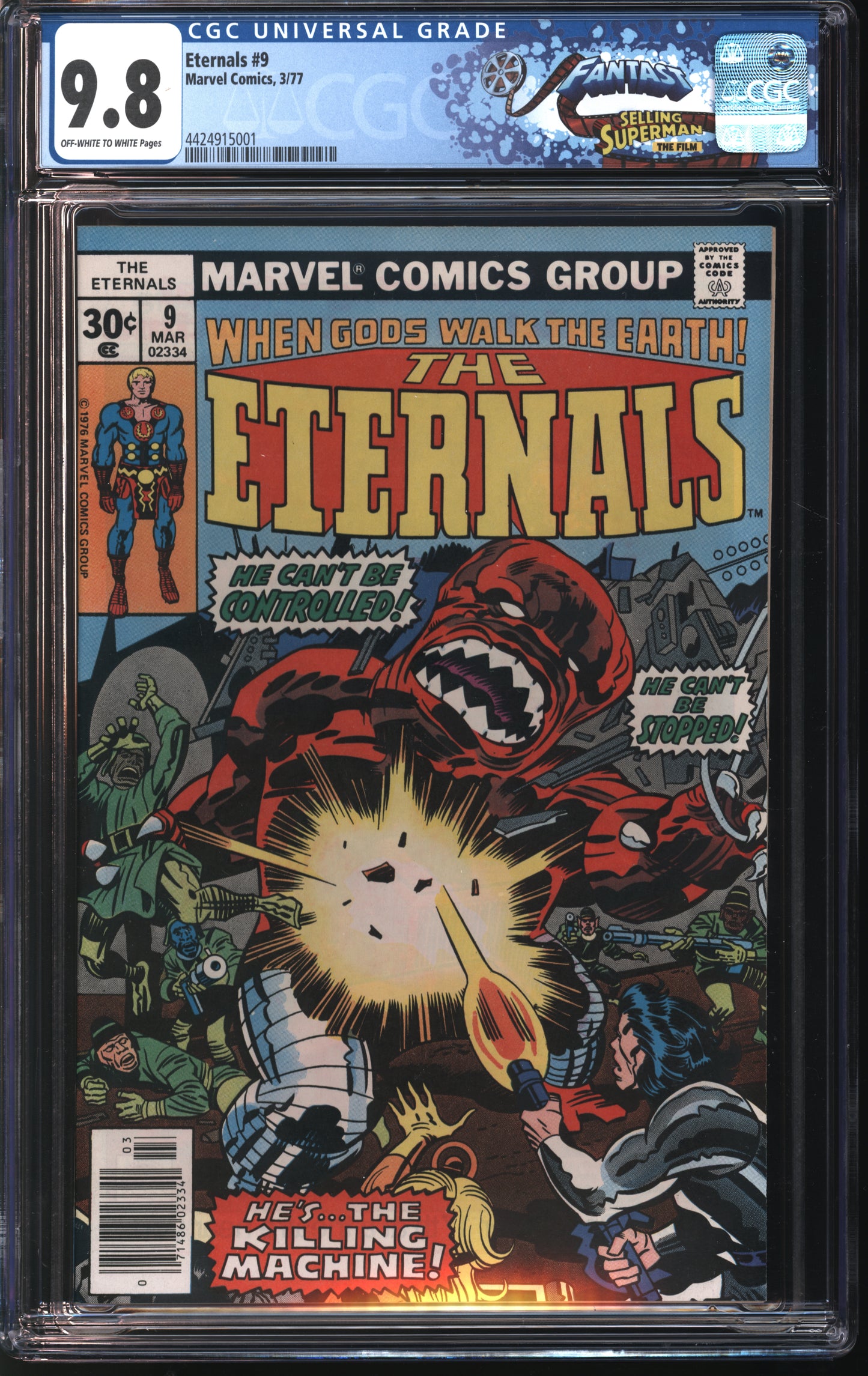 Marvel Comics Eternals #9 3/77 FANTAST CGC 9.8 White pages