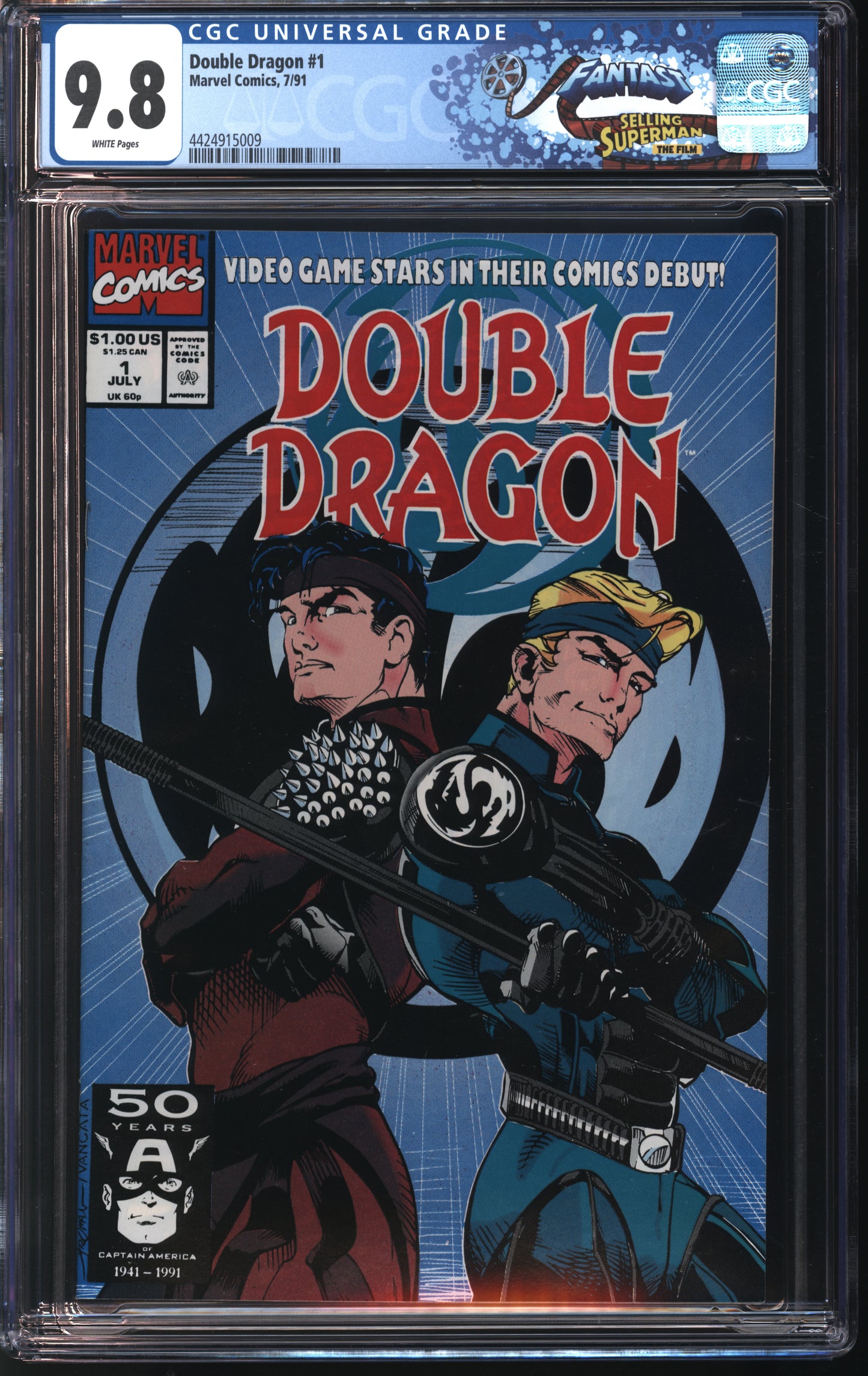 Marvel Comics Double Dragon #1 7/91 FANTAST CGC 9.8 White pages
