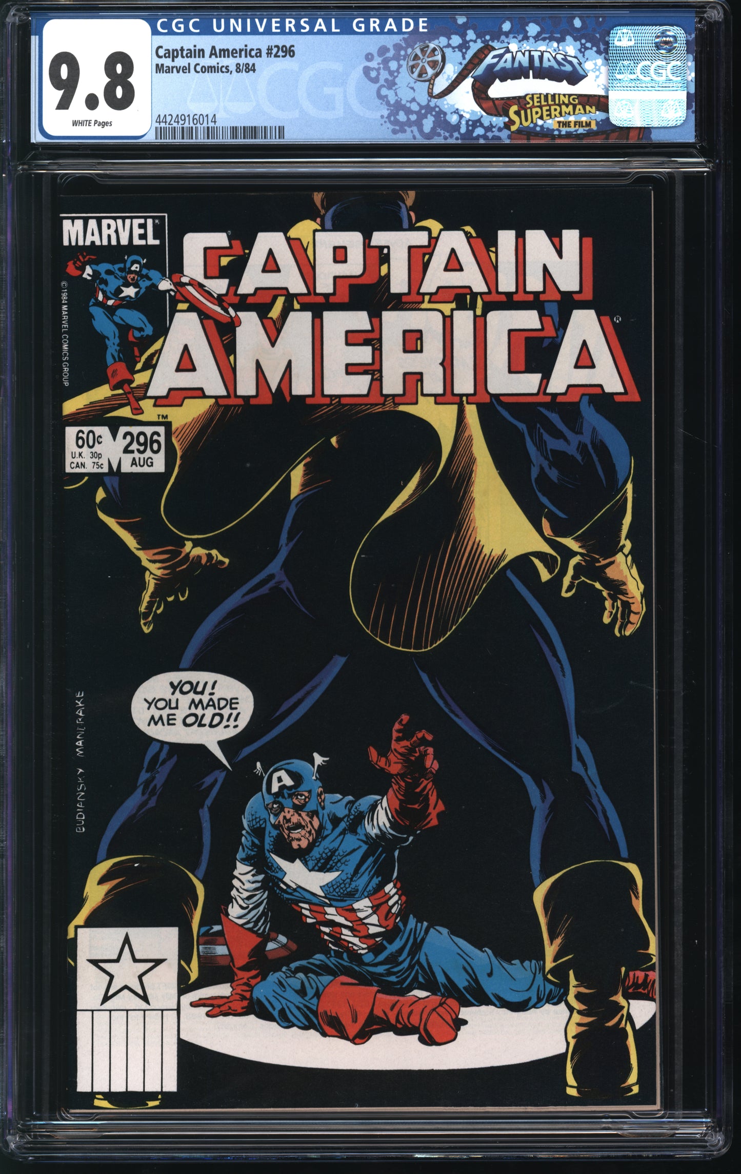 Marvel Comics Captain America #296 8/84 FANTAST CGC 9.8 White pages