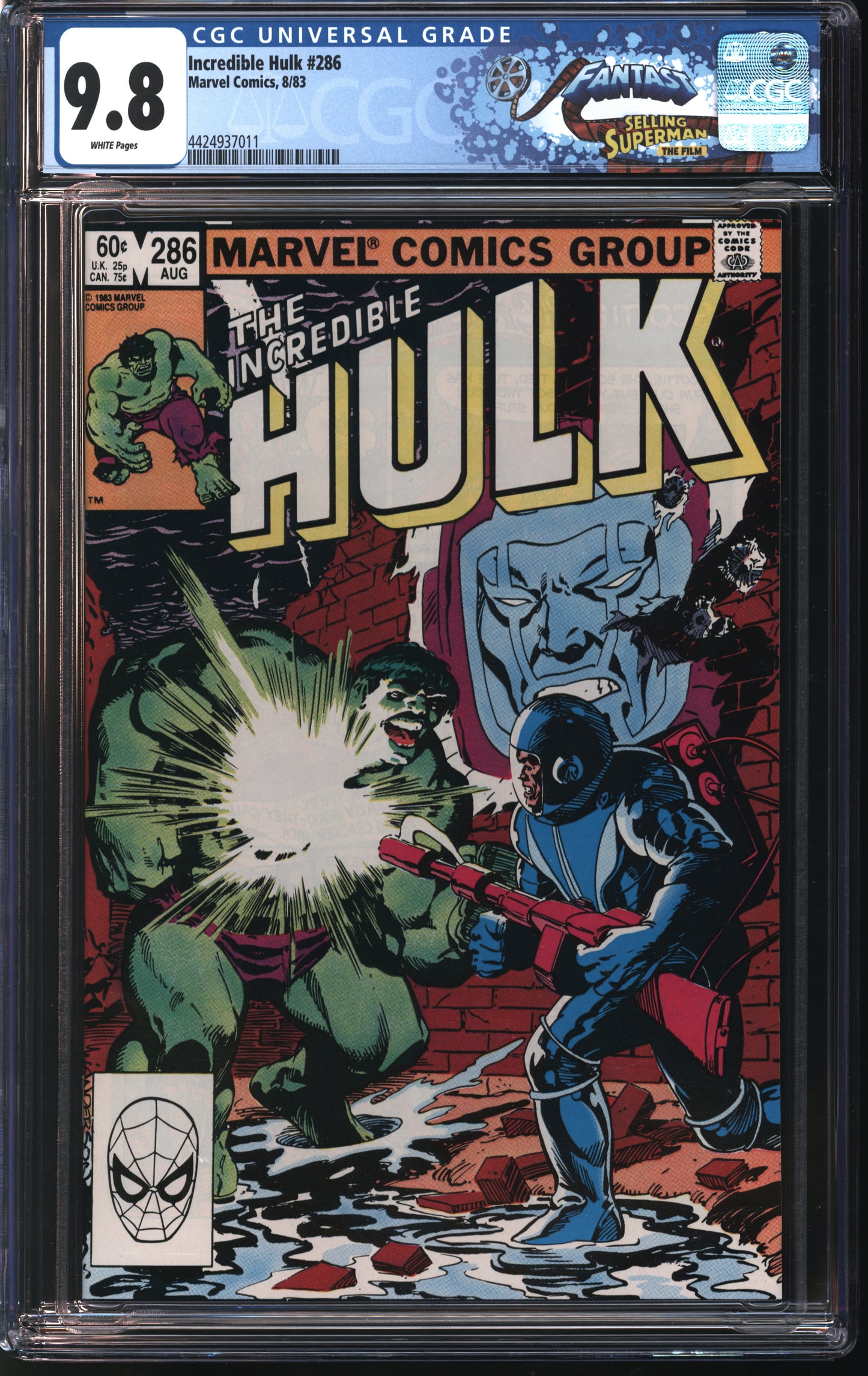 Marvel Incredible Hulk 286 8/83 FANTAST CGC 9.8 White Pages