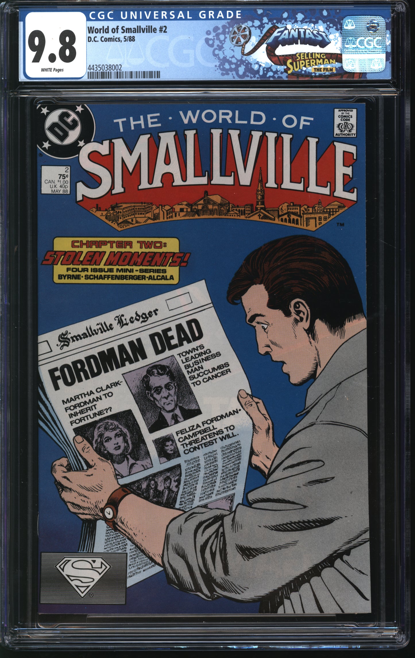 D.C. Comics World of Smallville #2 5/88 FANTAST CGC 9.8 White pages