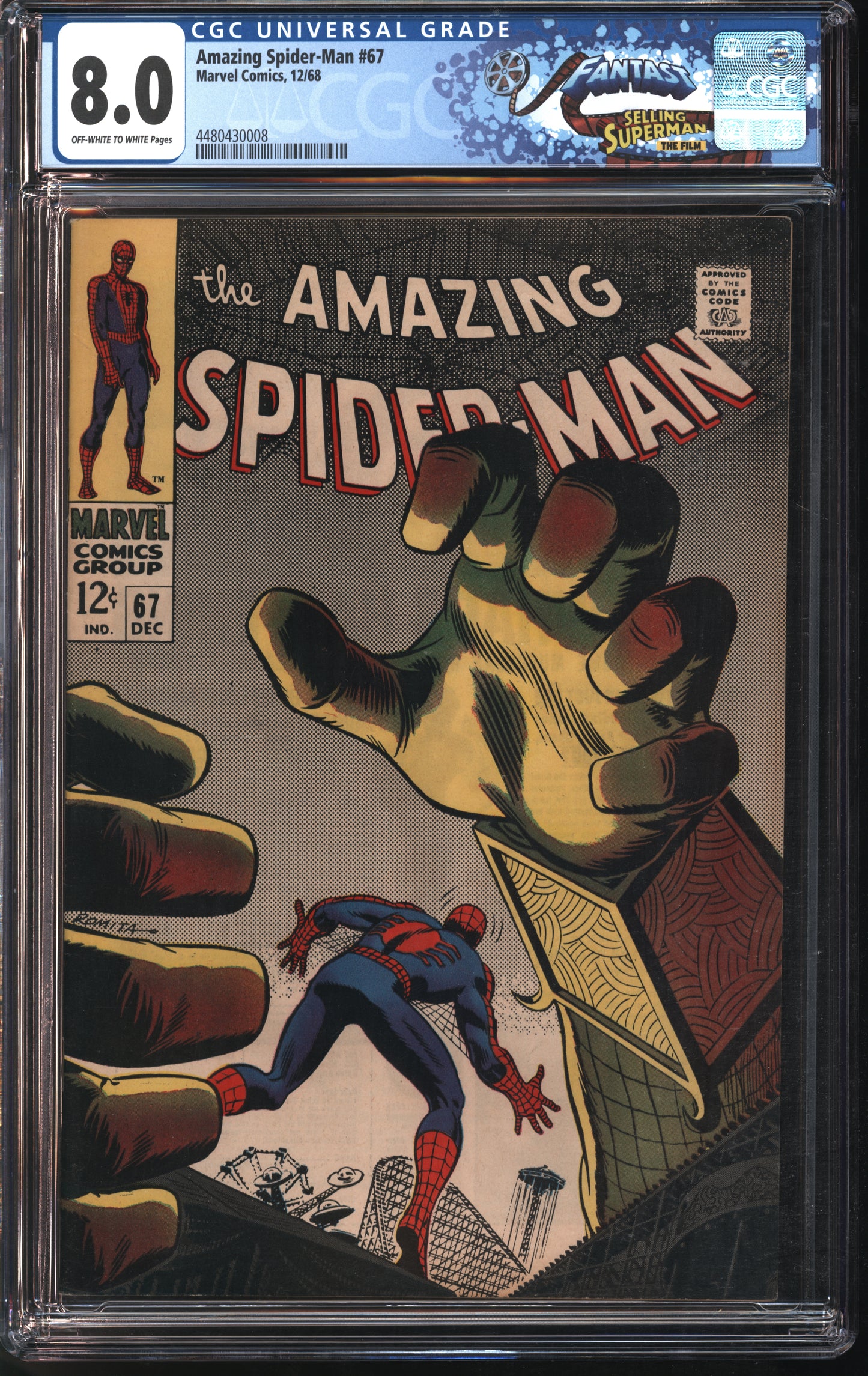 Marvel Amazing Spider-Man #67 12/68 FANTAST CGC 8.0 Off-White to White Pages