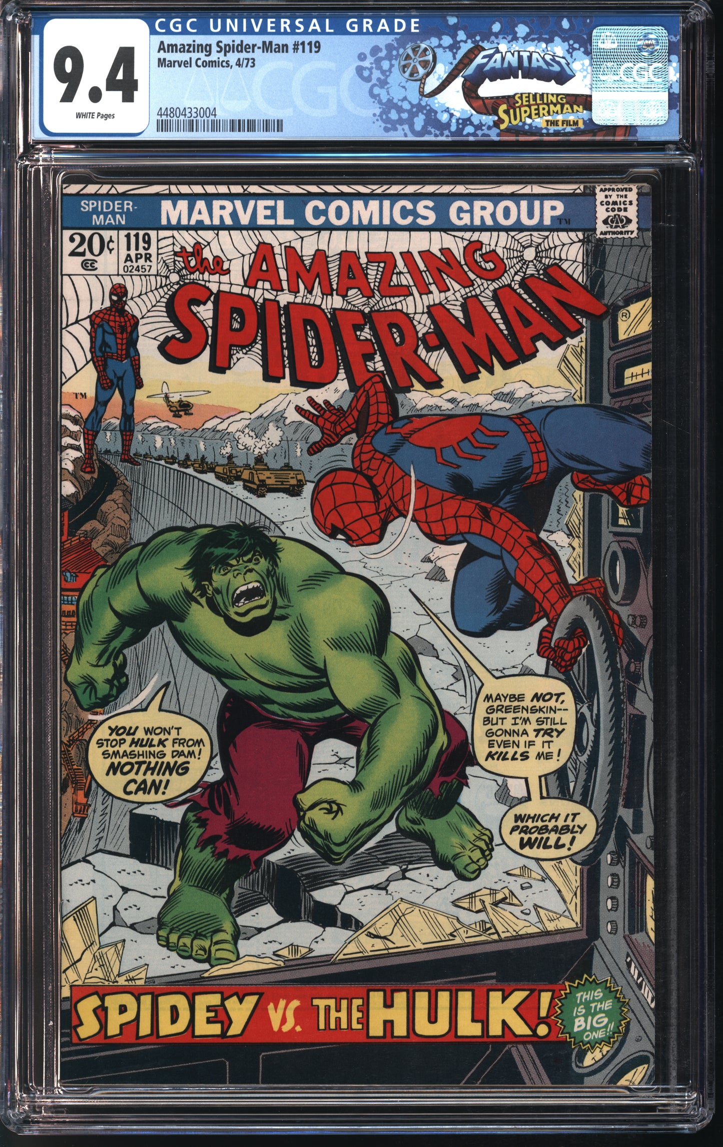 Marvel Spider-Man #119 4/73 FANTAST CGC 9.4 White Pages