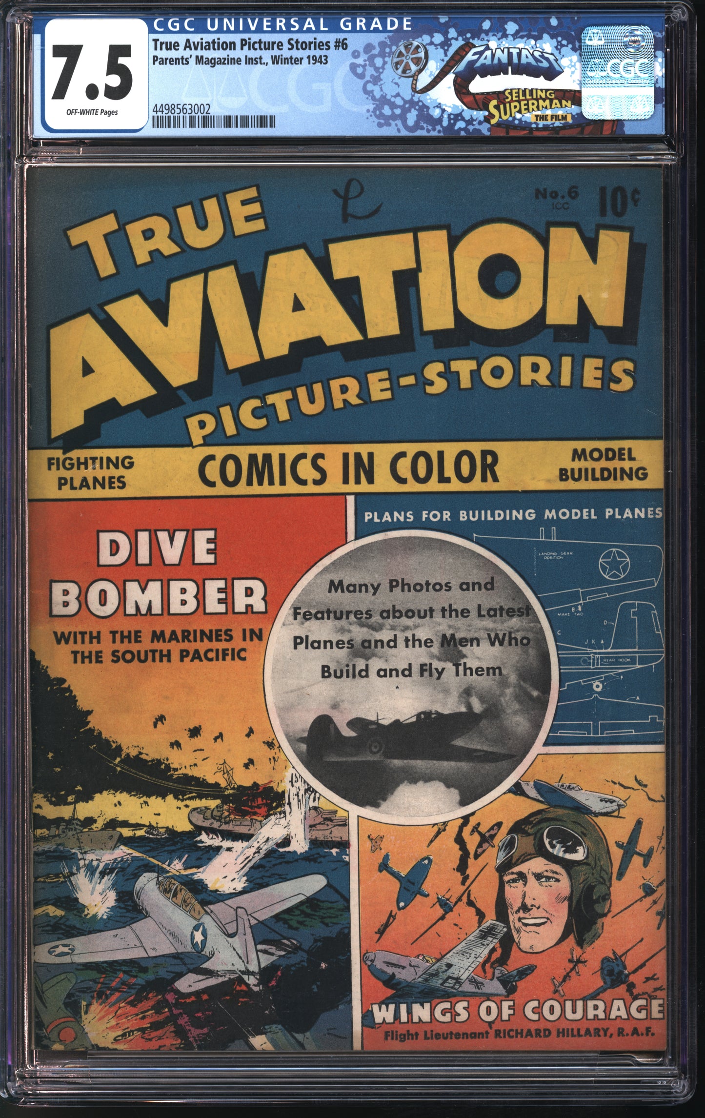 Parents Magazine True Aviation Picture Stories #6 Winter 1943 FANTAST CGC 7.5 Off-White Pages