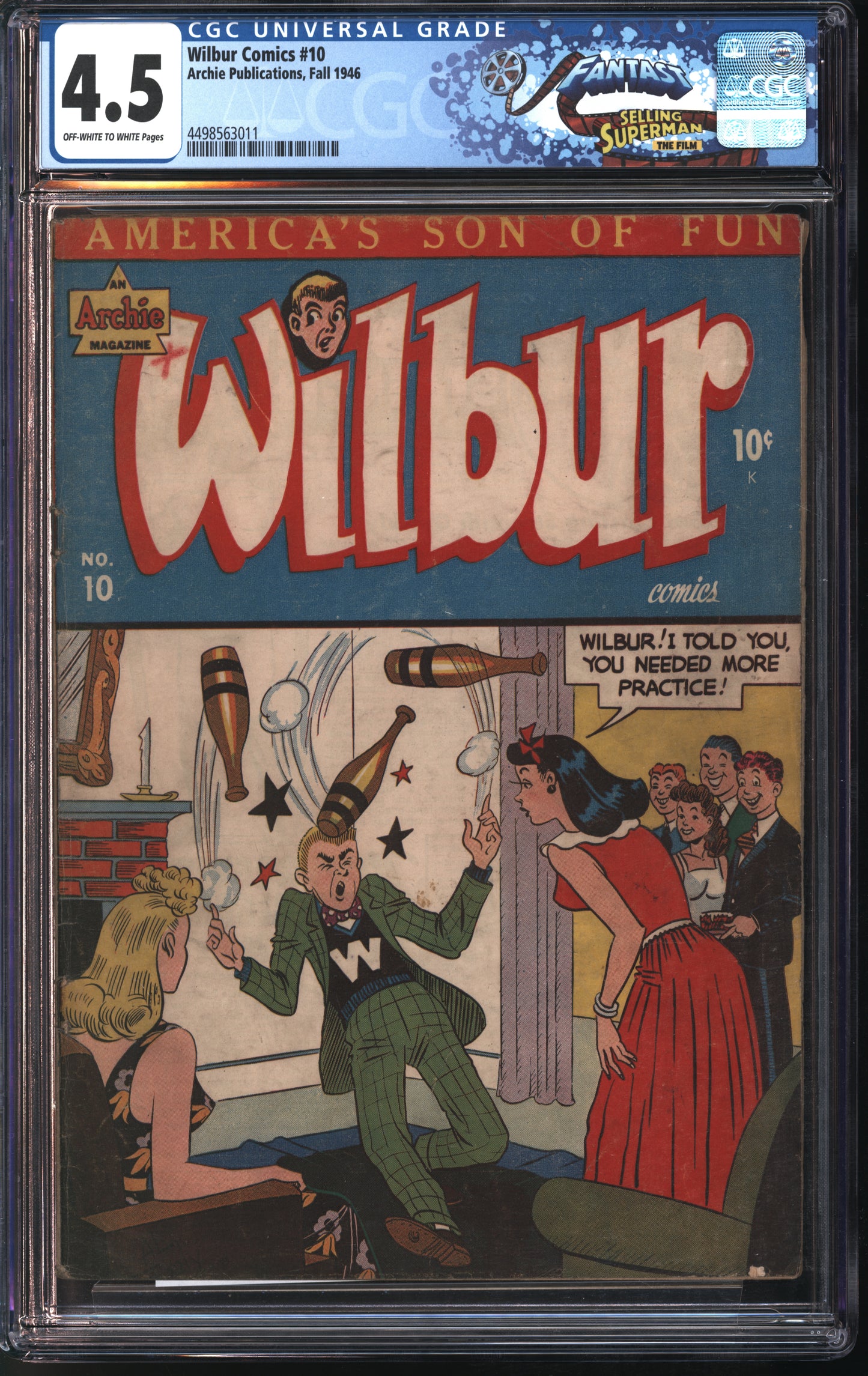 Archie Publications Wilbur Comics #10 Fall 1946 FANTAST CGC 4.5 Off-White to White Pages