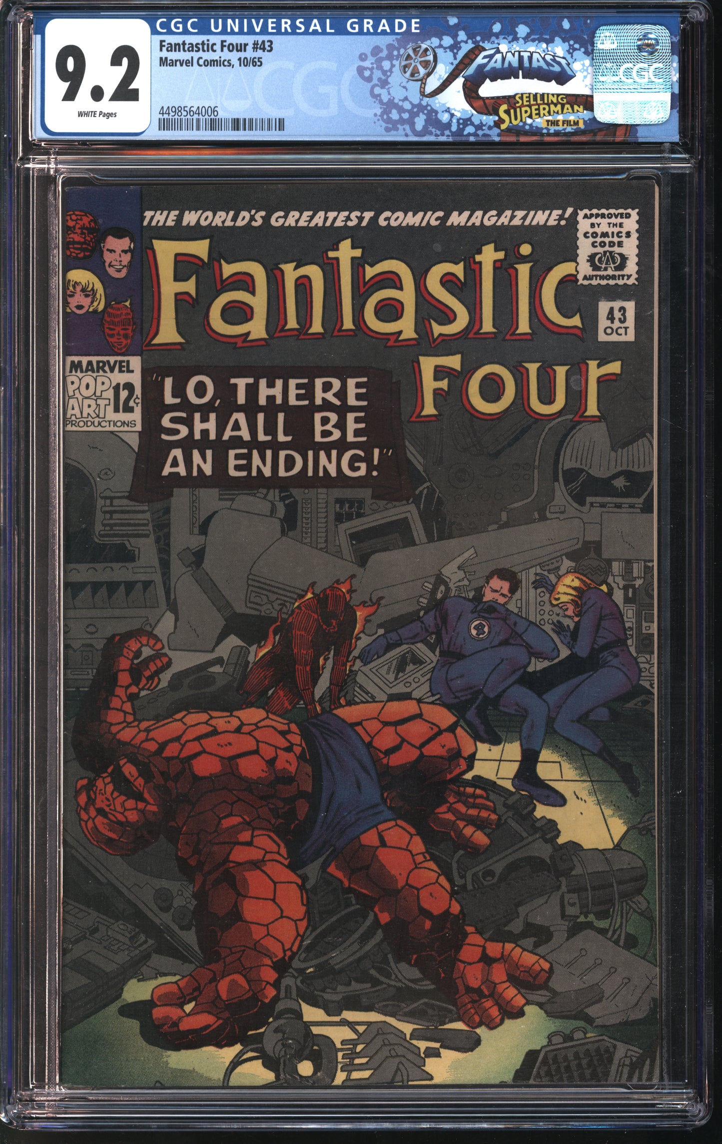 Marvel Comics Fantastic Four #43 10/65 FANTAST CGC 9.2 White pages