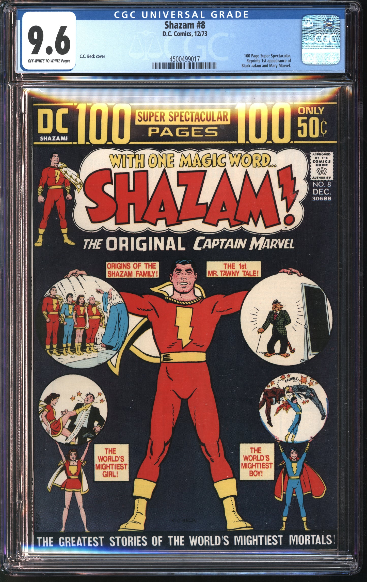 D.C. Comics Shazam #8 12/73 CGC 9.6 Off-White to White Pages