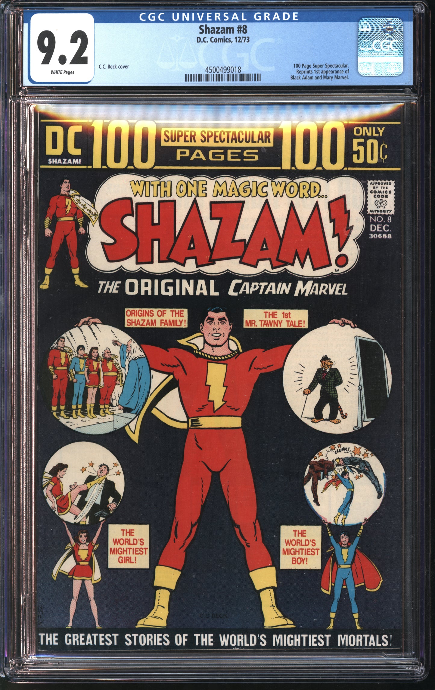 D.C. Comics Shazam #8 12/73 CGC 9.2 White Pages