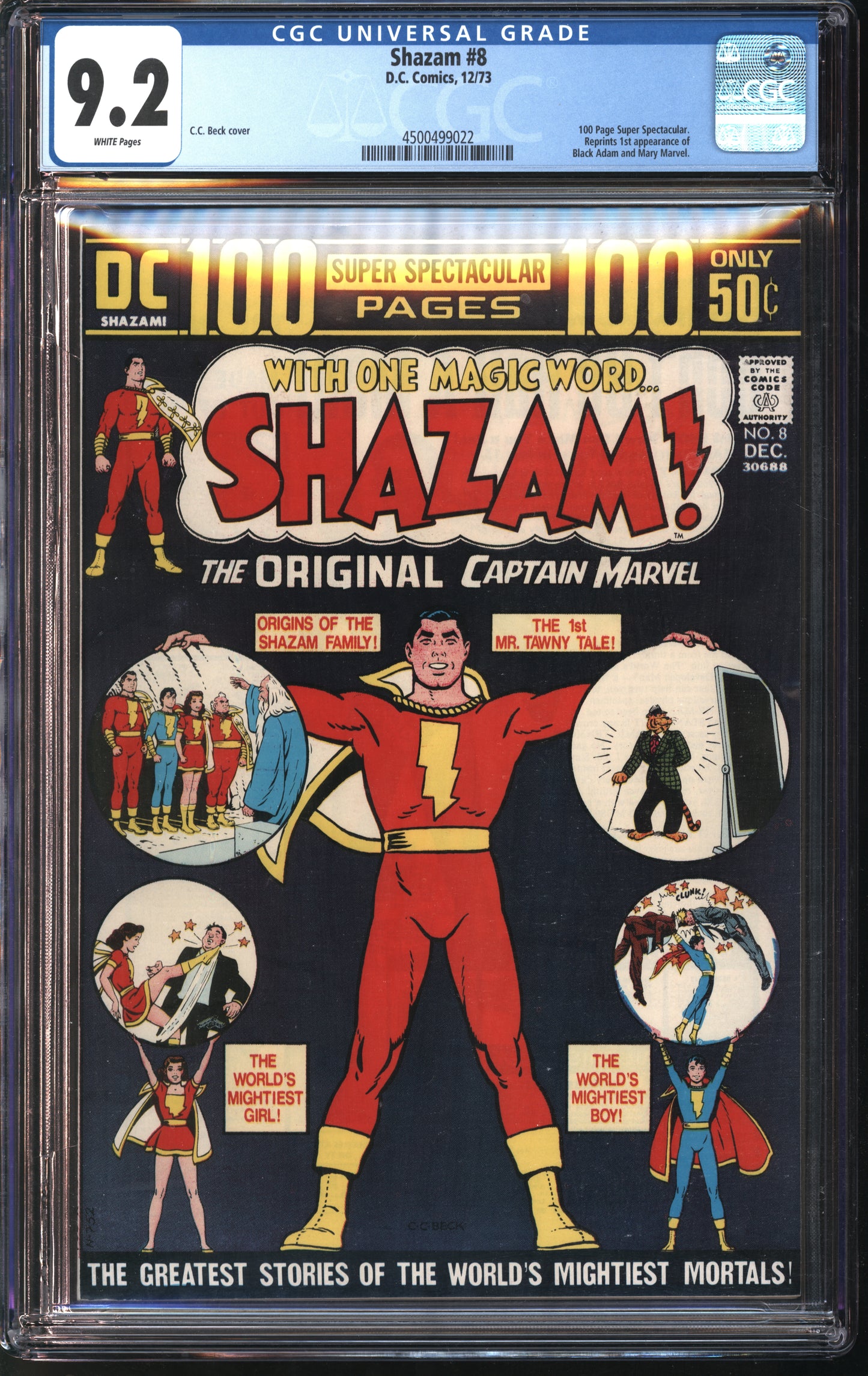 D.C. Comics Shazam #8 12/73 CGC 9.2 White Pages