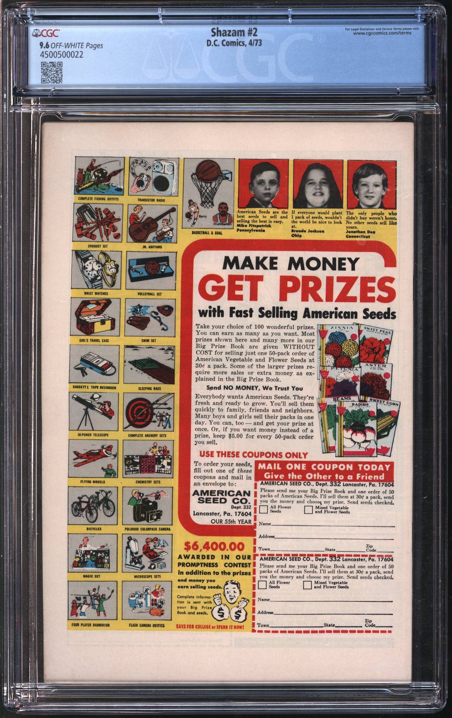 DC Shazam 2 4/73 CGC 9.6 Off-White Pages