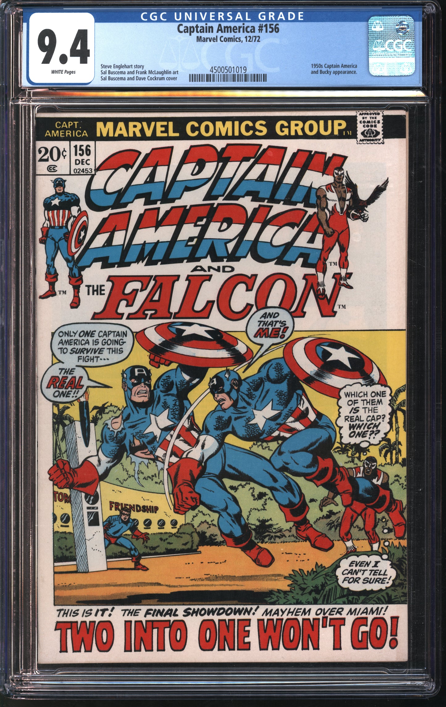 Marvel Comics Captain America #156 12/72 CGC 9.4 White Pages