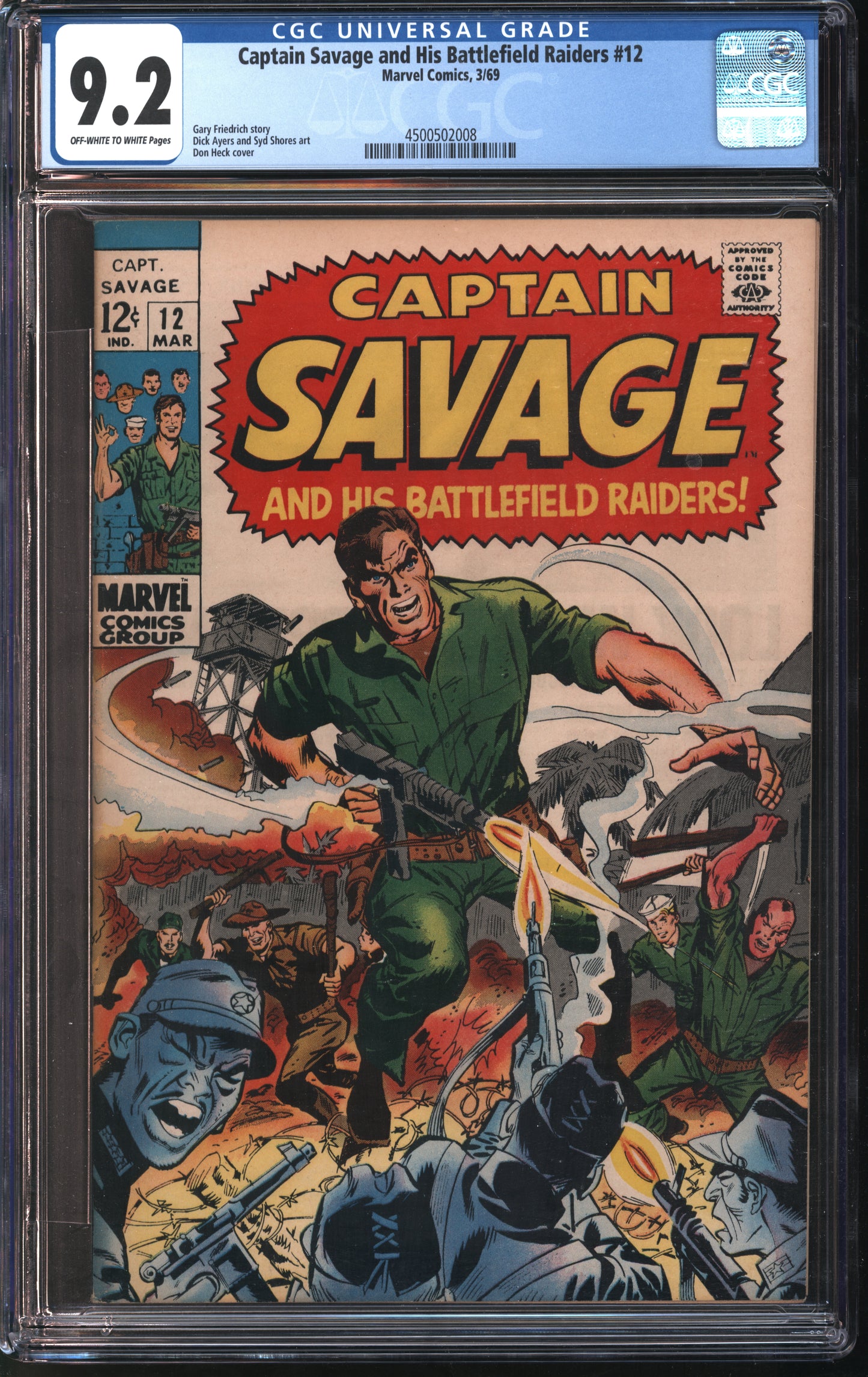 Marvel Captain Savage and his Battlefield Raiders #12 3/69 CGC 9.2 Off-White to White Pages