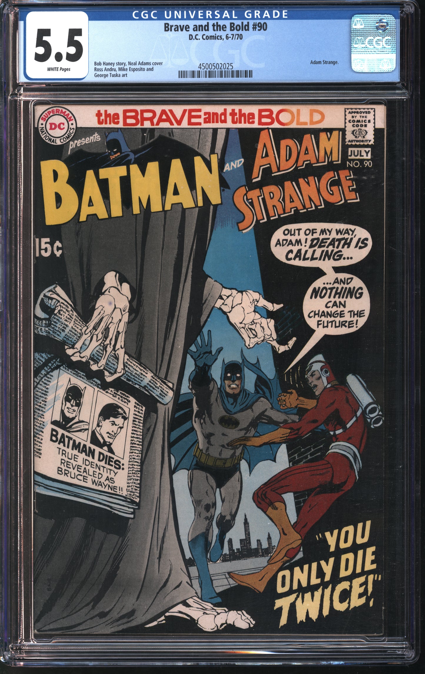 D.C. Comics Brave and the Bold #90 6-7/70 CGC 5.5 White Pages