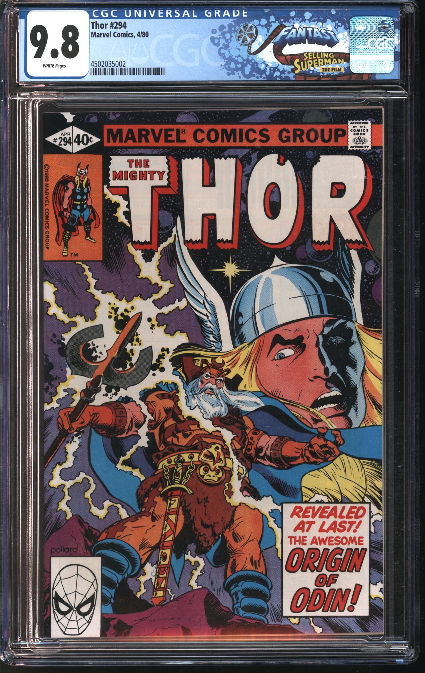 Marvel Comics Thor #294 4/80 FANTAST CGC 9.8 White Pages